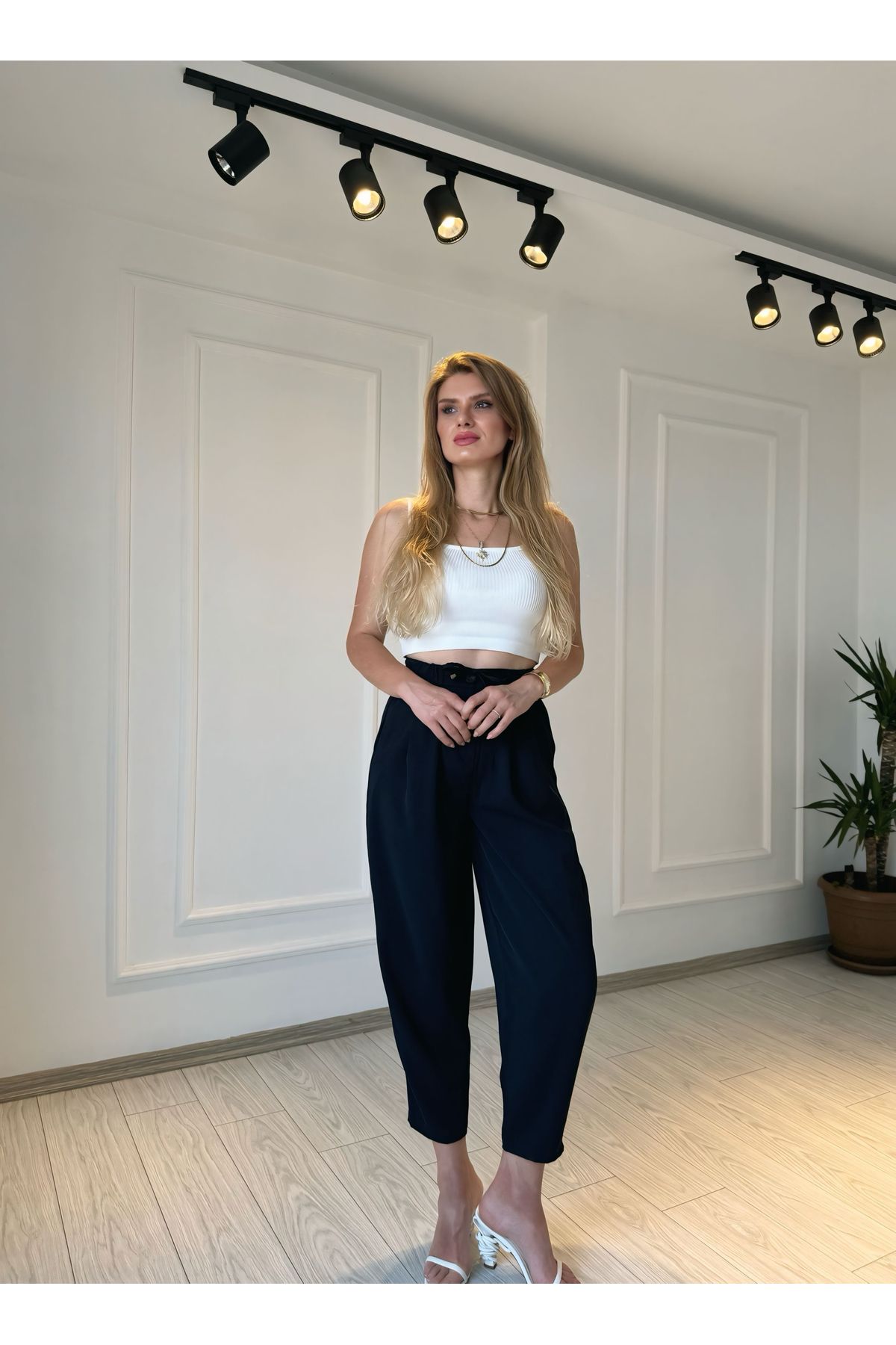 Store Premium Seri Beli İpli Double Kumaş Havuç Pantolon