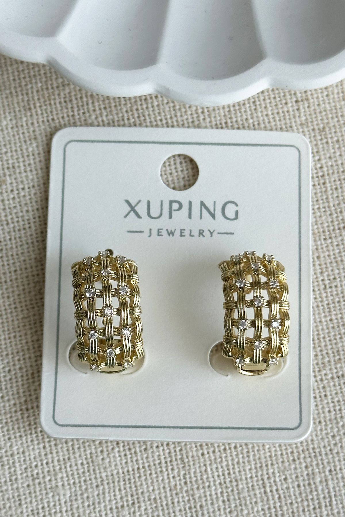 Modacaprea Xuping 14K Taşlı Örme Kadın Küpe – Kararmaz | Kadın Takı Xuping Küpe