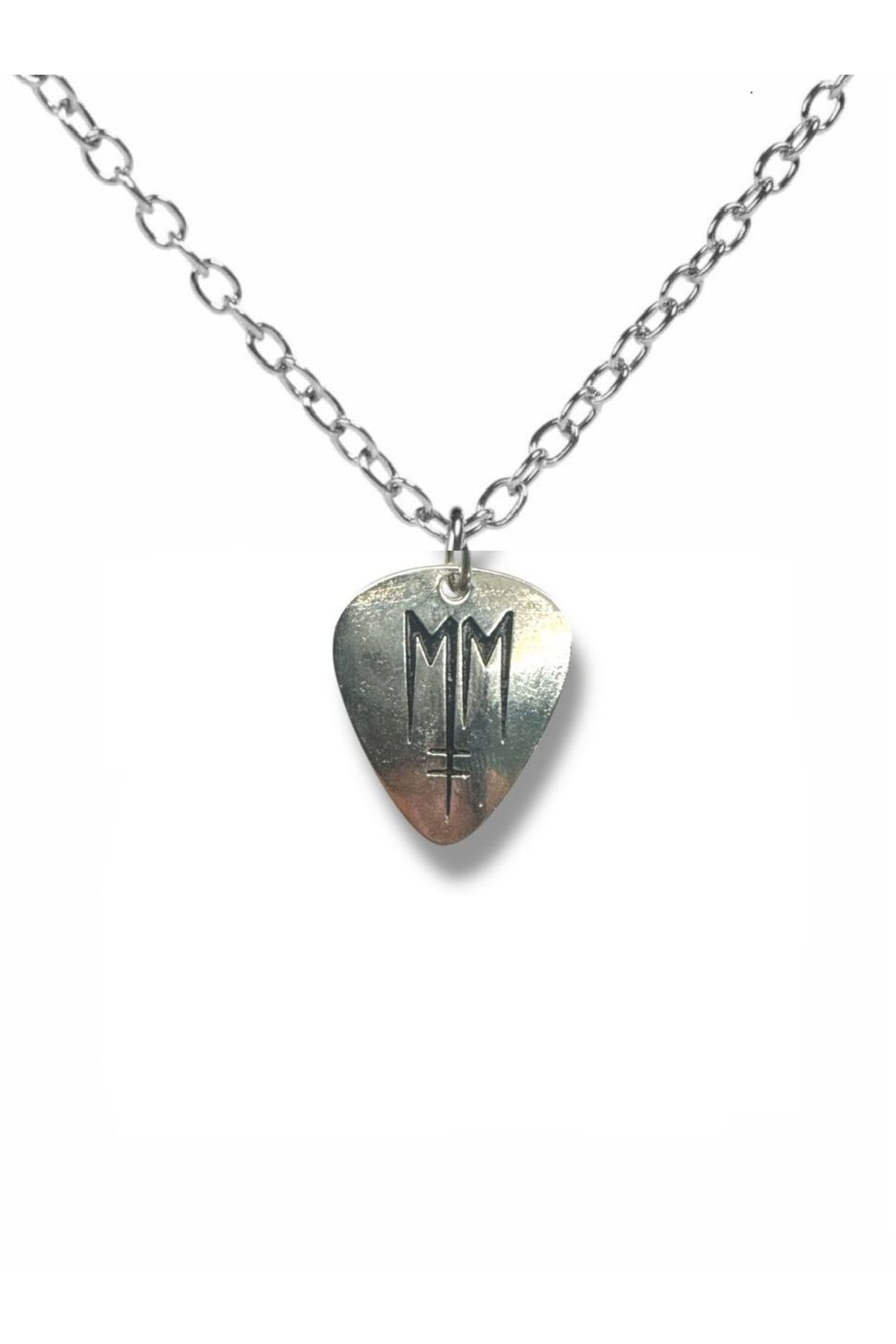 Herşey Nota Marilyn Manson Rock Grubu Pena Şeklinde Çift Taraflı Rock İşaretli Metal Unisex Kolye