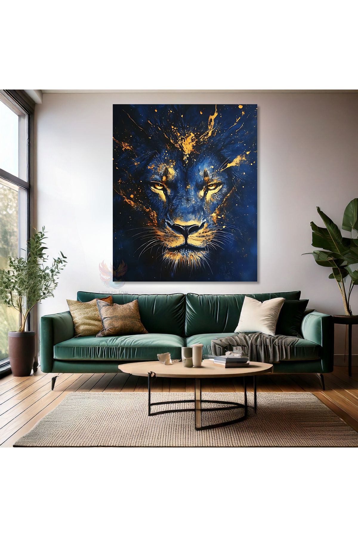 Artarilion Mavi Aslan Kanvas Tablo Aslan Tablosu Tasarım Modern Duvar Dekoru