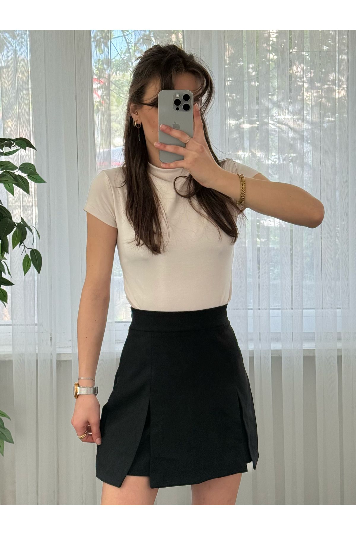 LUVESSE Karmen Siyah Şort Etek