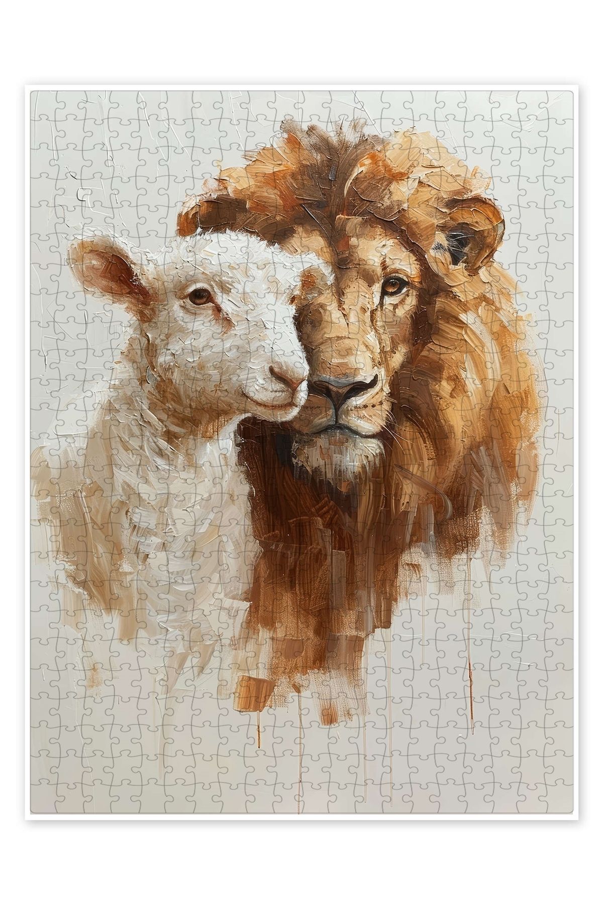 Jeronkarji Aslan ve Kuzu 500 Parça Puzzle Yapboz Kedi Köpek Temalı Doğa ve Orman Hayvanları