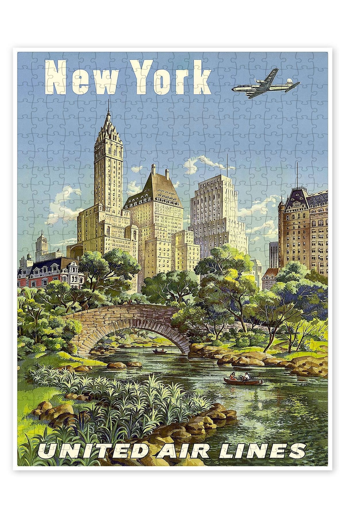 Jeronkarji New York United Airlines 500 Parça Puzzle Yapboz Şehir Manzara Temalı Hobilik