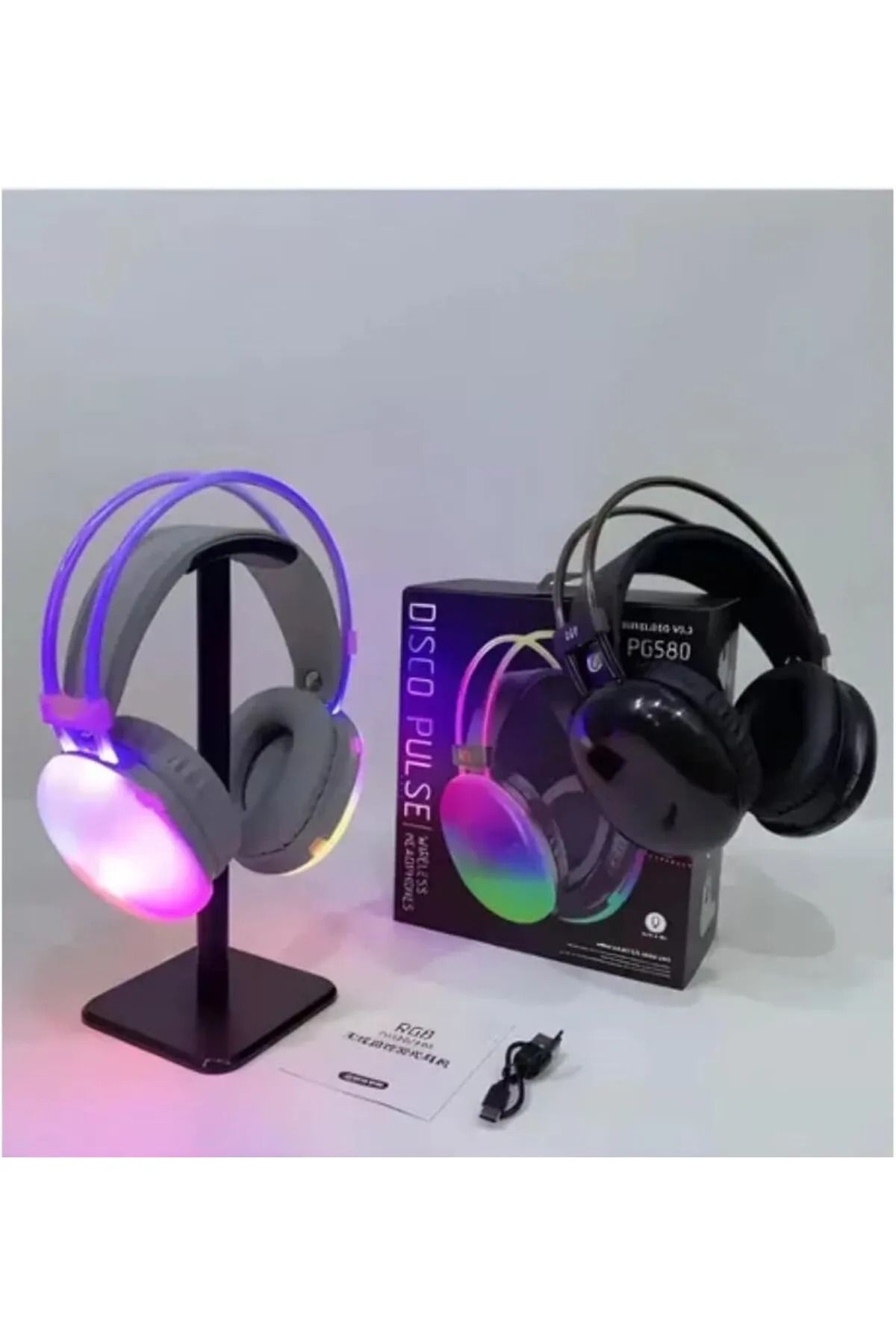 İMEXTECH PG580 Disco Pulse Led Işık Bass Hi-Fi Ses Bluetooth V5.3 Kablosuz Kulaküstü Kulaklık