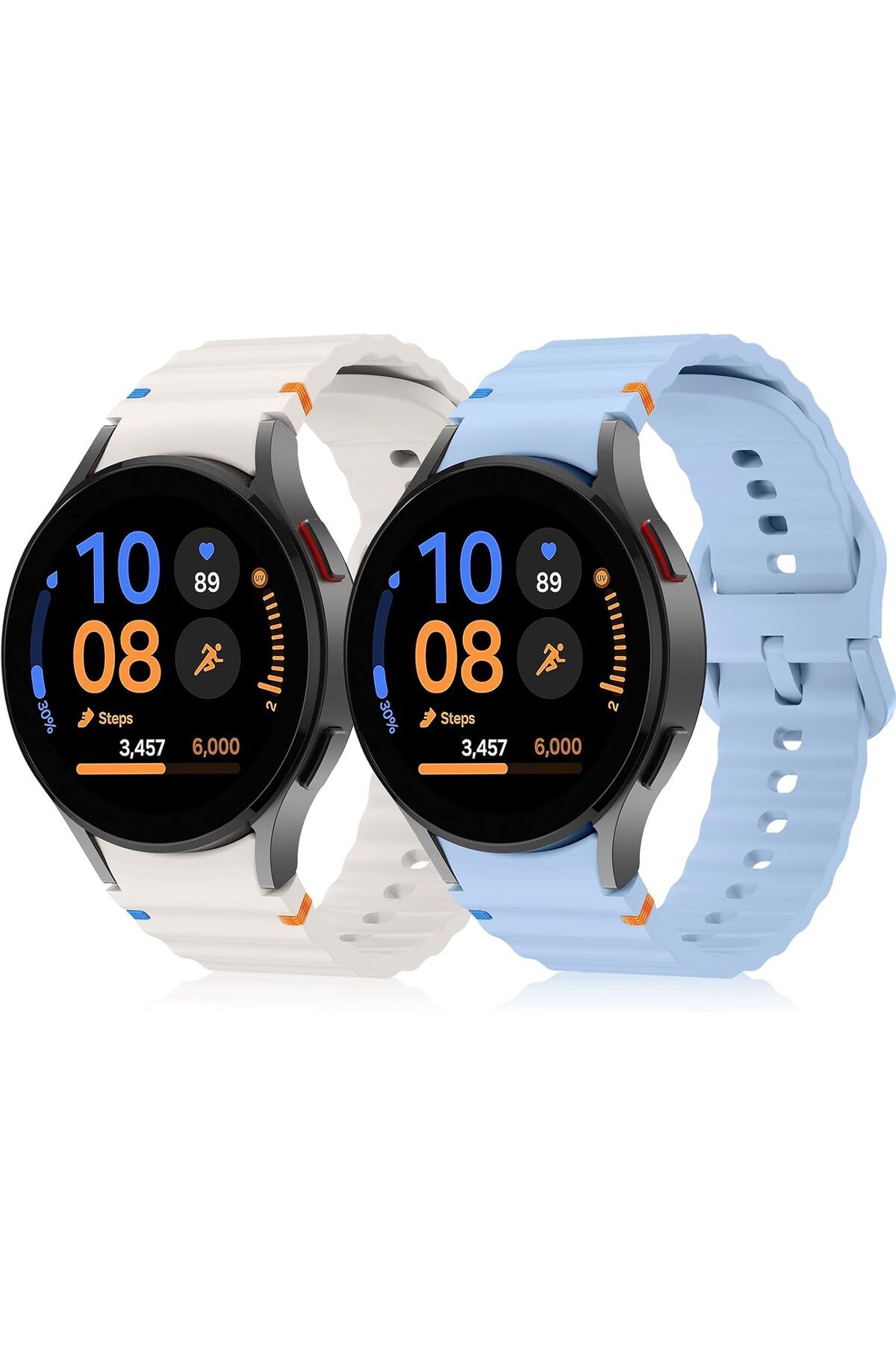 Novatis Samsung Galaxy Watch 4/5/6/7/FE/40/40/44 Classic 42/43/46/47mm Kordon 2'Li Set Spor Silikon Flexible