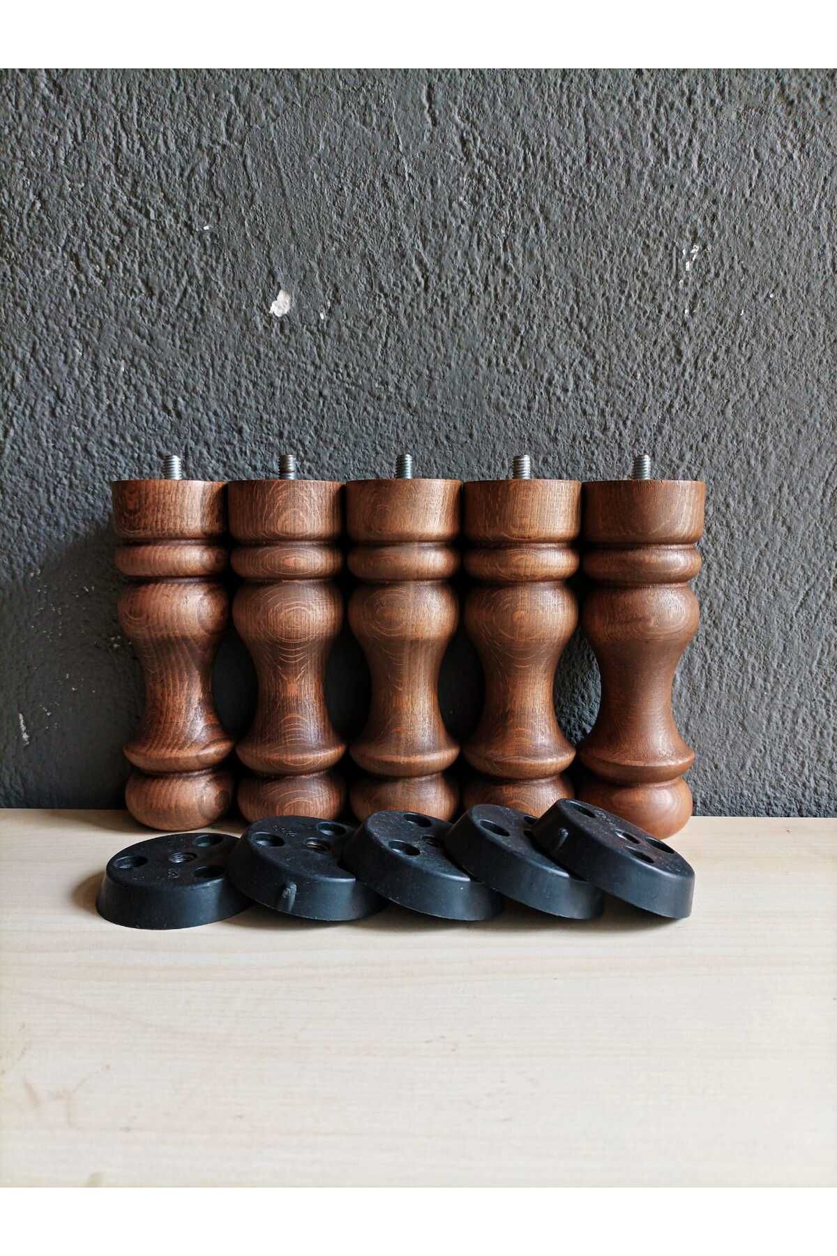 Dijital Bazar DİJİTAL BAZAR 15 *CM*LALE *CEVİZ *5 Lİ -AHŞAP AYAK-TORNA AYAK
