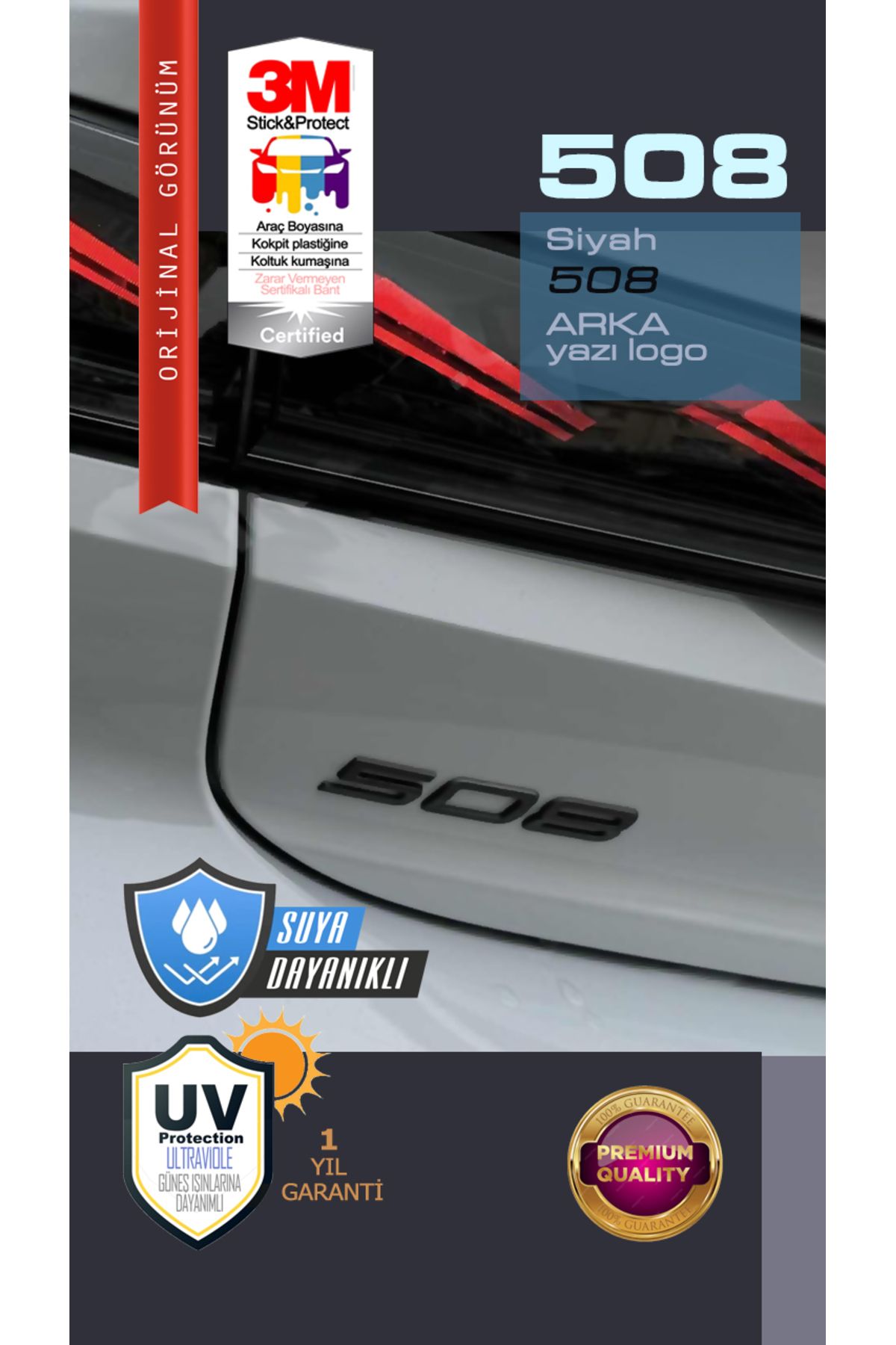 Edesign Peugeot Arka 508 Yazı Logo