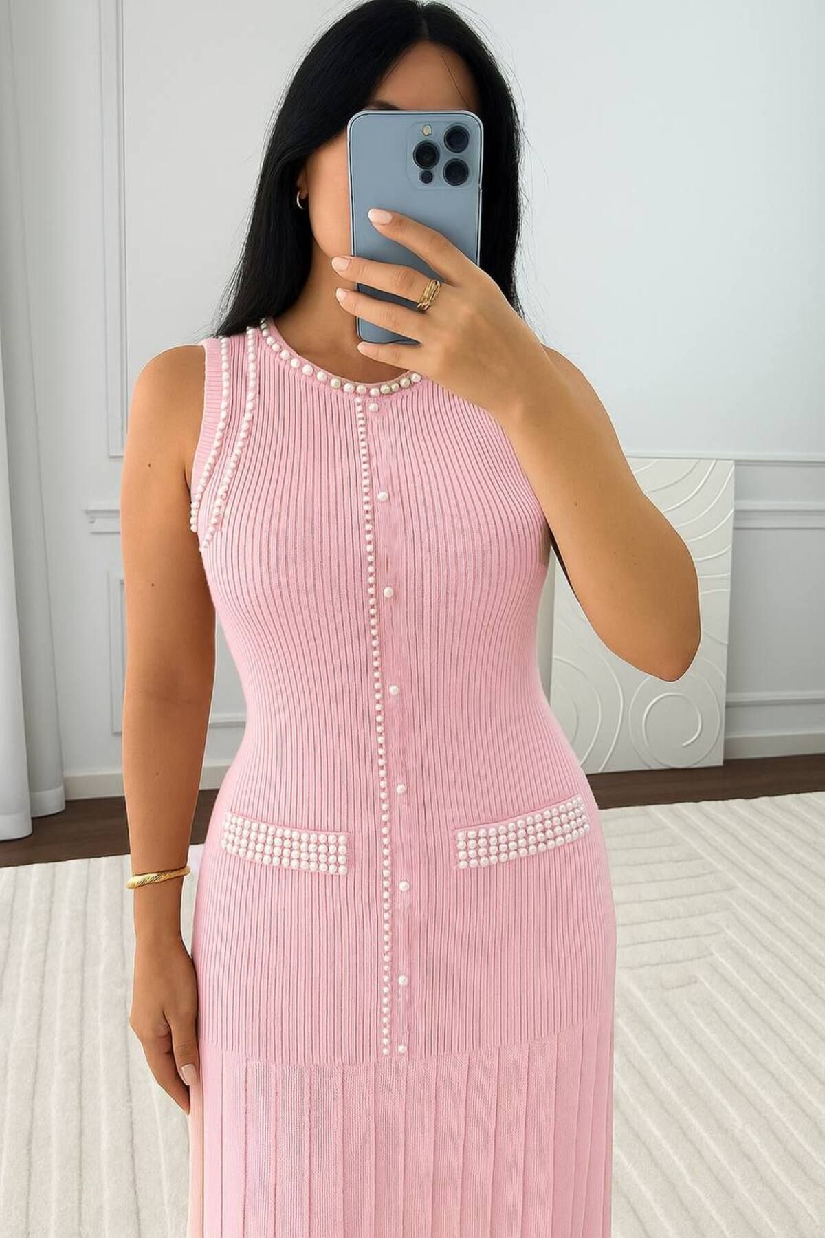 Abalı Yeni sezon triko taşlı yazlık elbise Jar Almajboir model Z-RA model