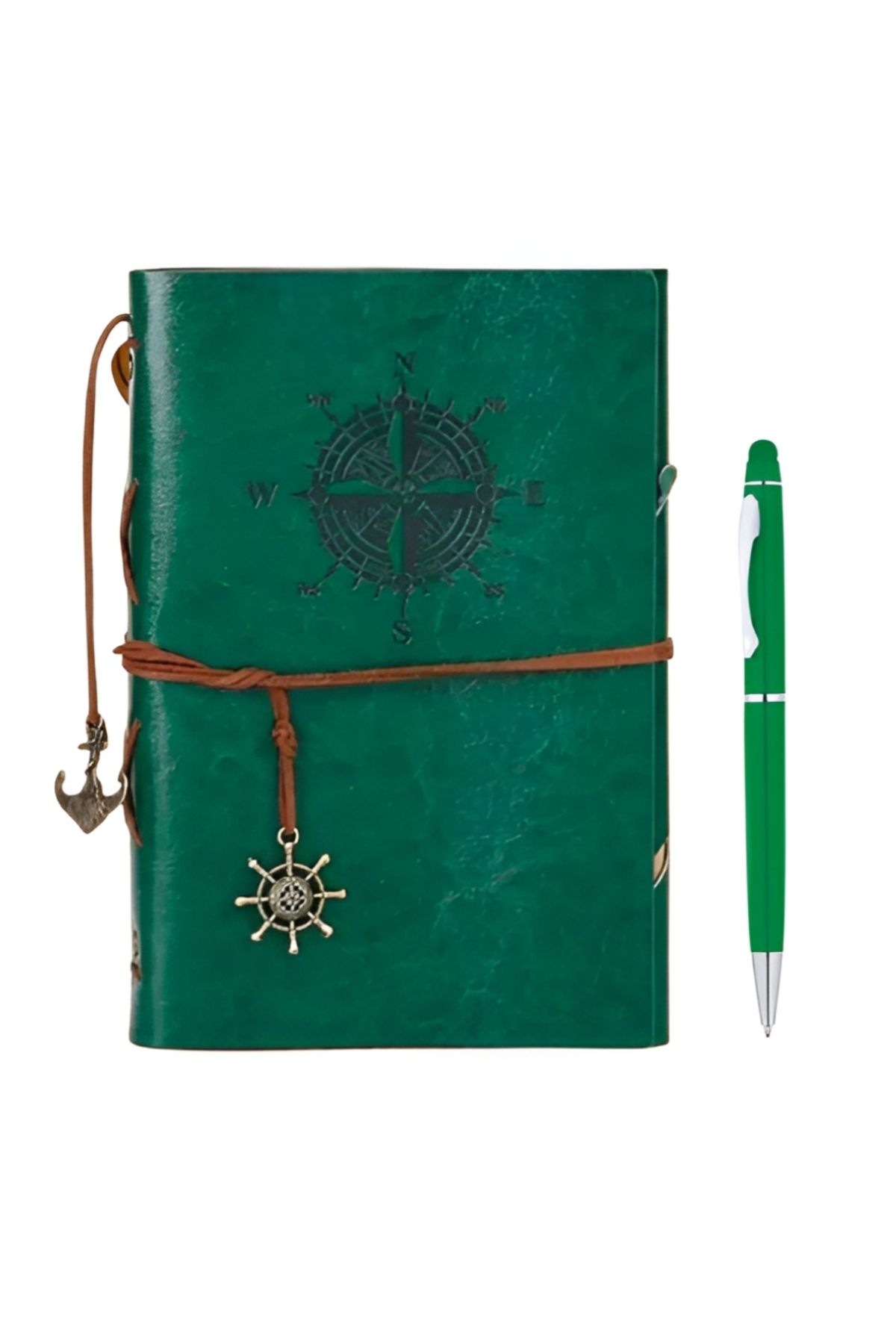 Wolawood Deri Kapaklı Vintage Defter Vip Kalem Hediyeli Kraft Sayfa Günlük Not Ajanda Anı Hatıra Defteri