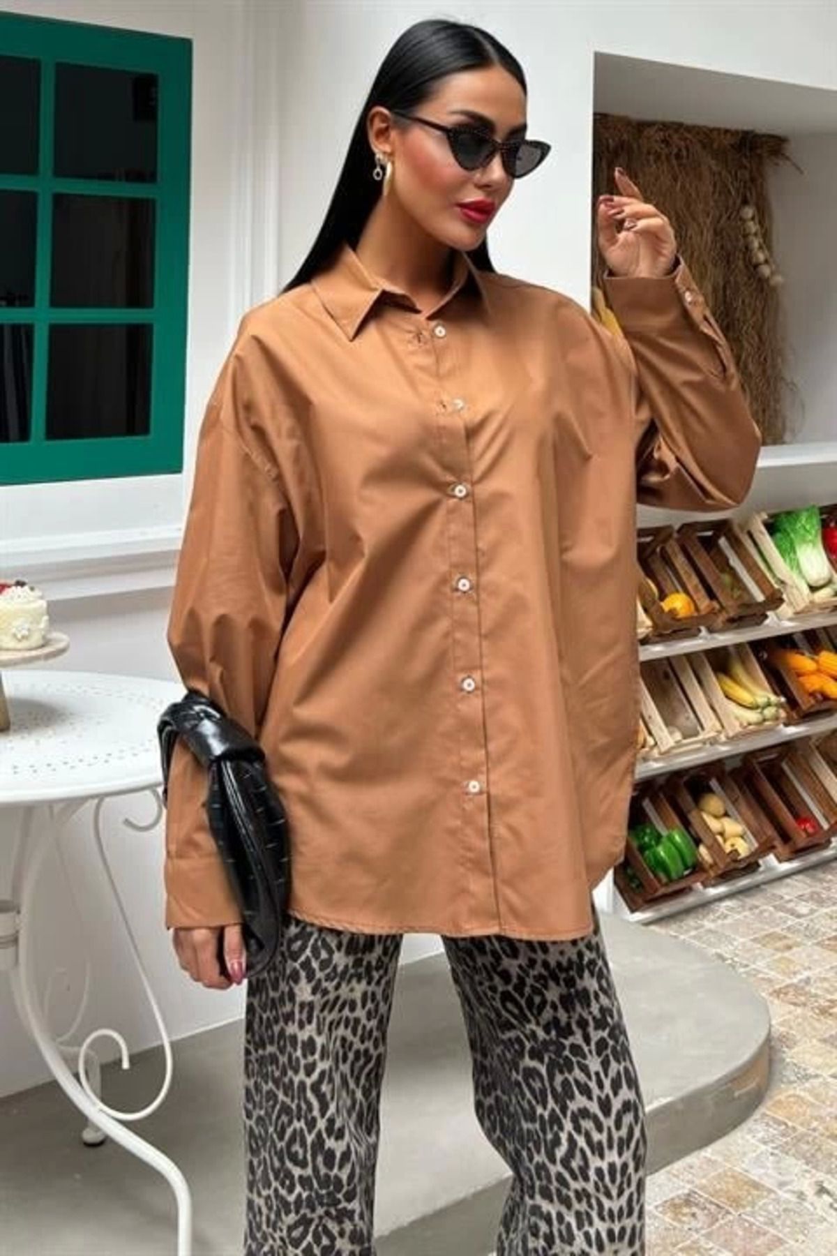 Omarı Klasik Oversize Poplin Gömlek 3421