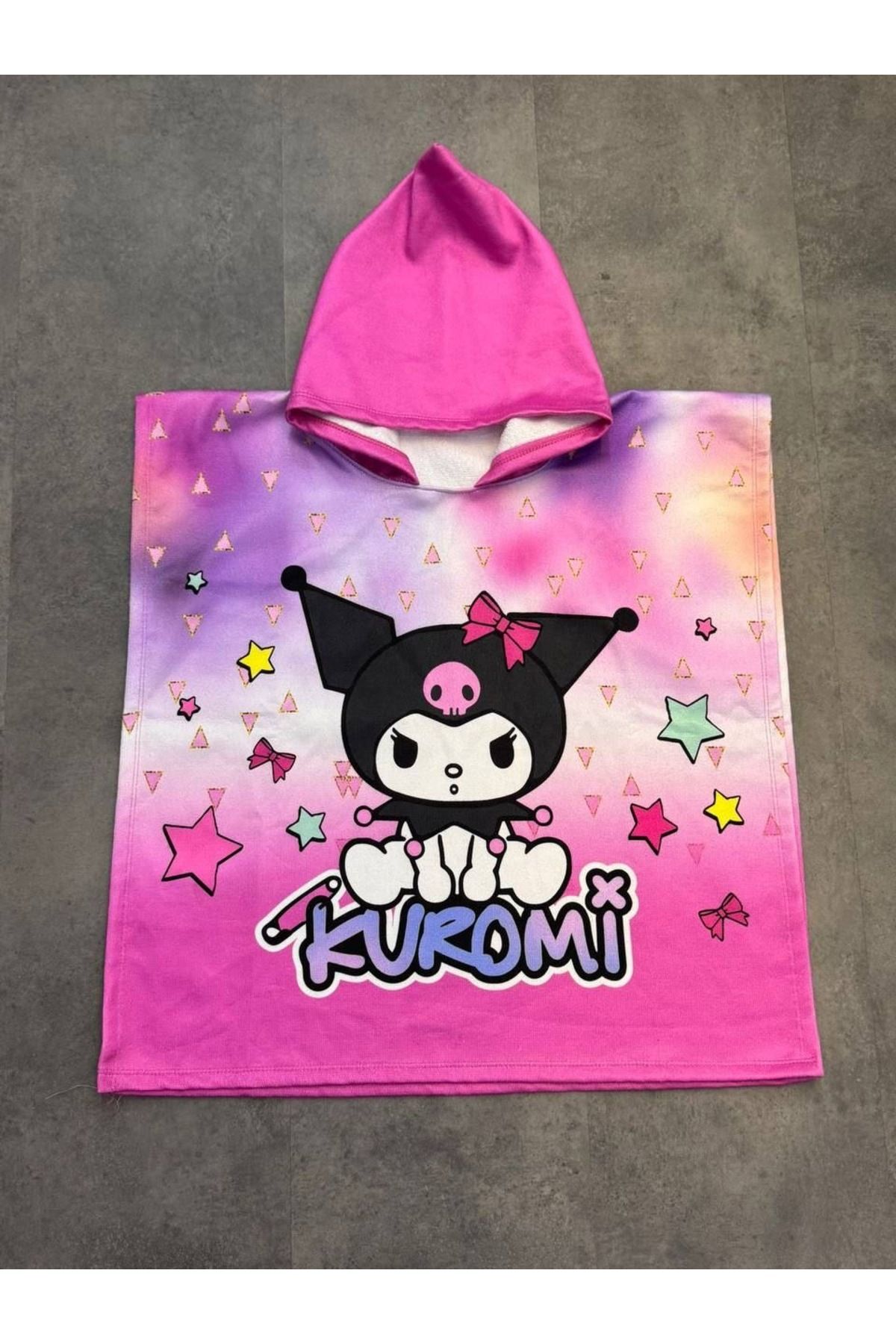 MİNİ İNOWESTA KİDS Kız çocuk kuromi desen plaj havlusu panço su