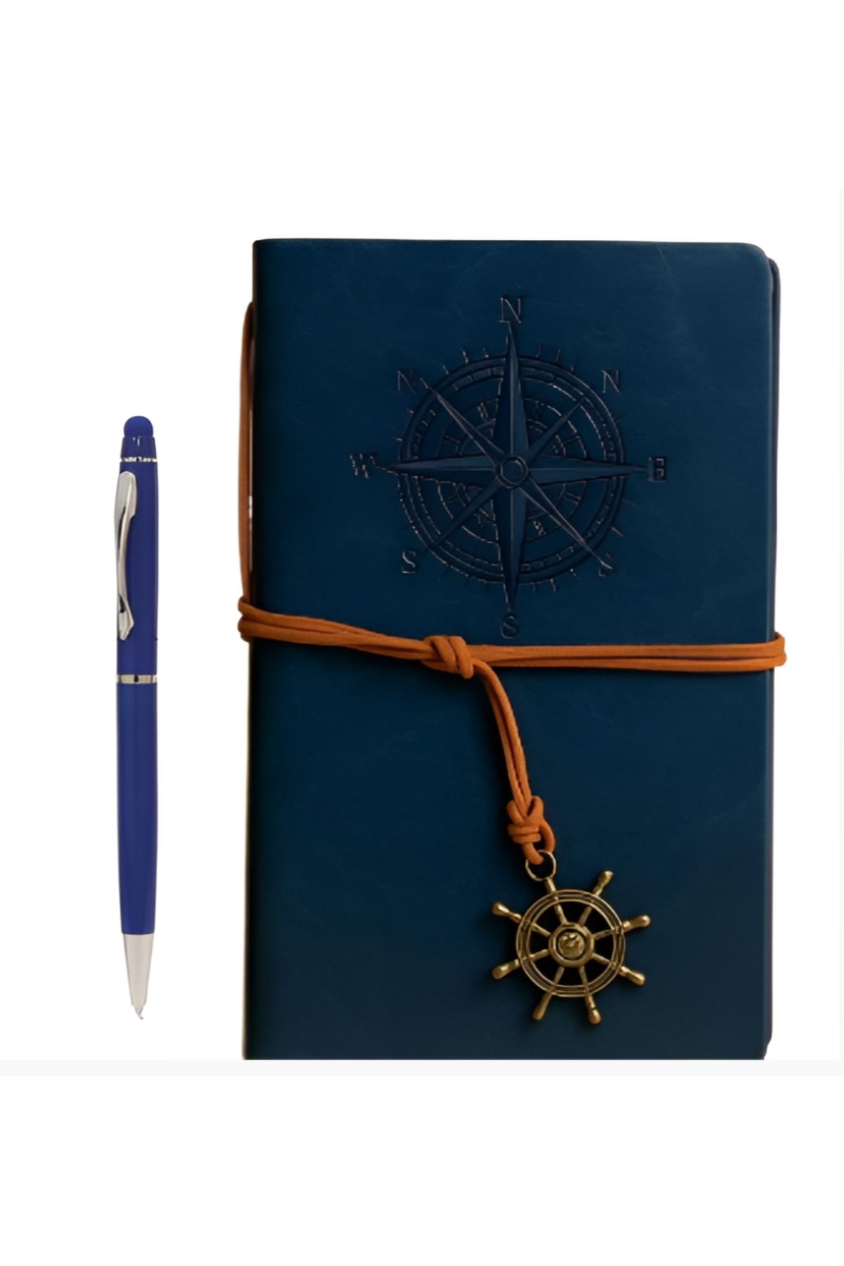Wolawood Deri Kapaklı Vintage Defter Vip Kalem Hediyeli Kraft Sayfa Günlük Not Ajanda Anı Hatıra Defteri