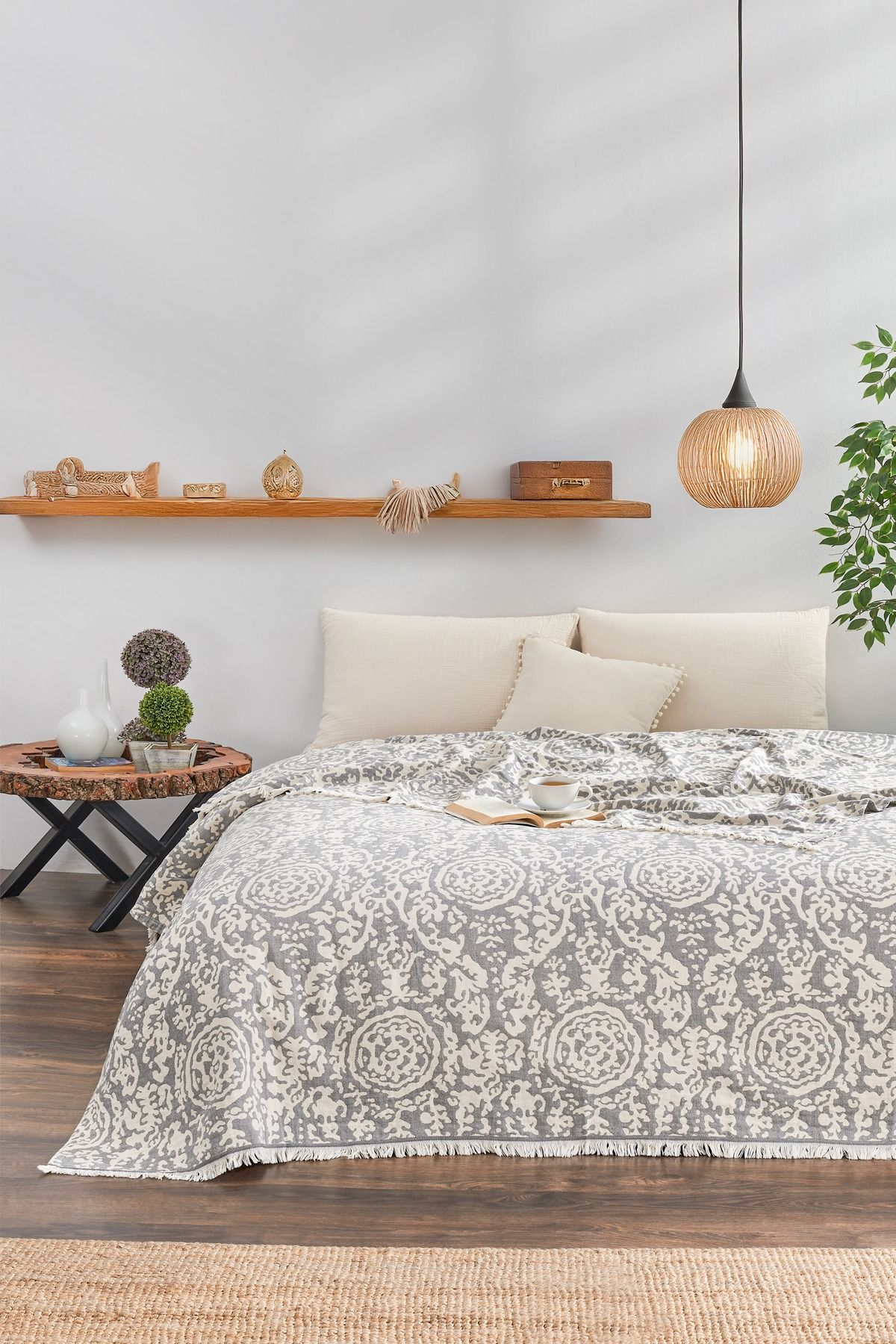 Evolet Home Yuvarlak Desen Jakarlı Çift Kişilik Pike