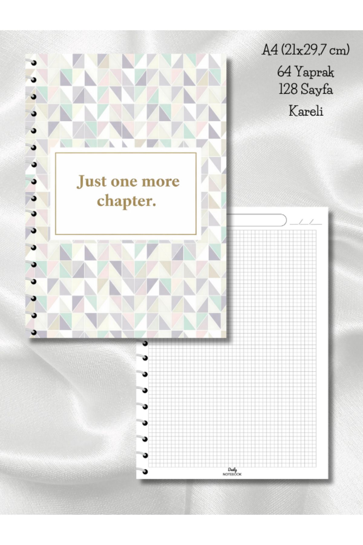 daily notebook Pastel Kareli Okul Defteri,64 Yaprak Spiralli A4 Büyük Boy (21x29,7 cm) Boyutunda