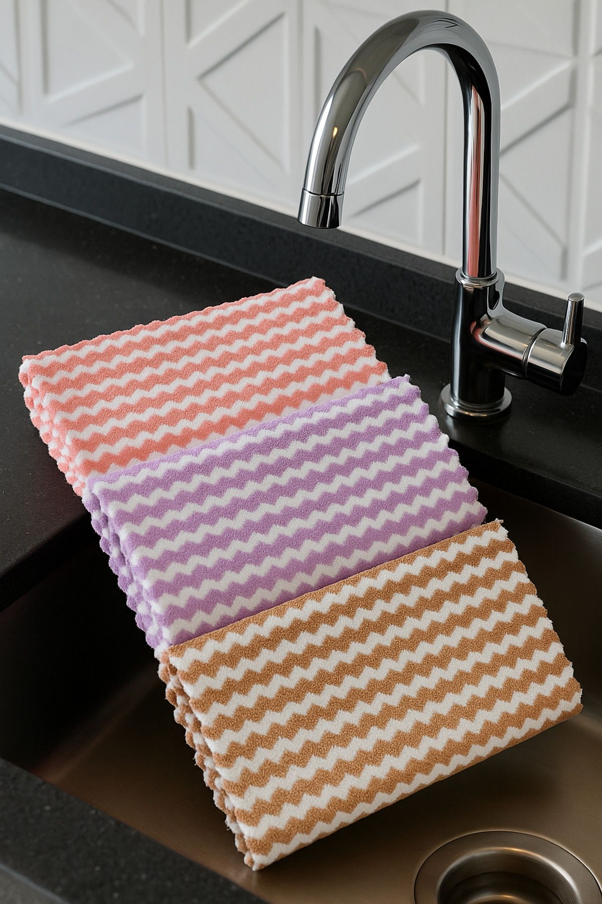 Şahika Kristal cama atılan imza ( 3 Adet ) Mikrofiber Mutfak Temizlik Bezi 30*30cm Koku Yapmaz Leke Tutmaz