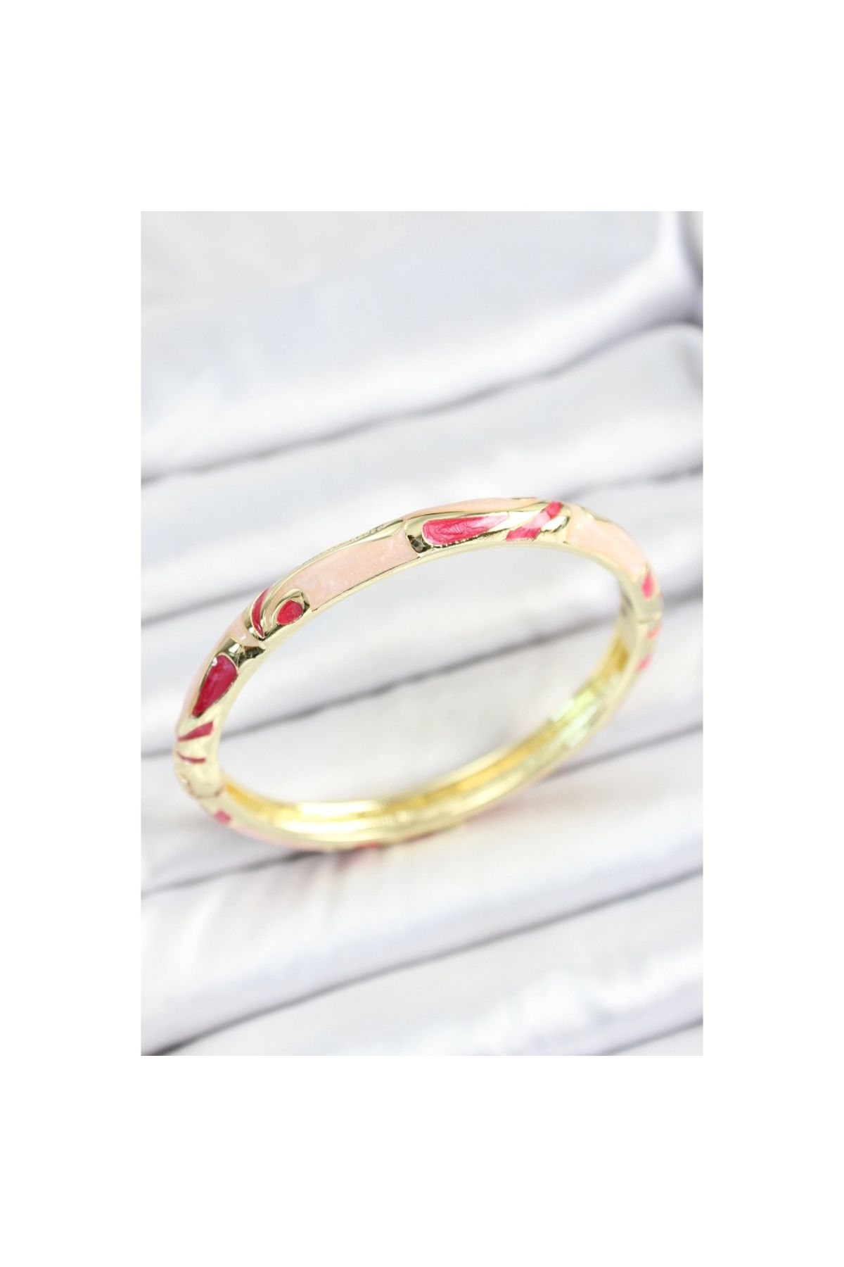 Findit Mineli Pirinç Pembe Desenli Gold Renk Kadın