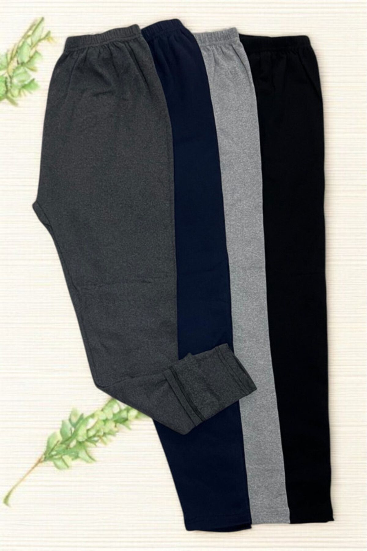 SİERNA 4 Adet Unisex Antrasit Kışlık Tayt Şardonlu Rahat Yumuşak Ağlı Kalın İçlik Tayt srn-003976
