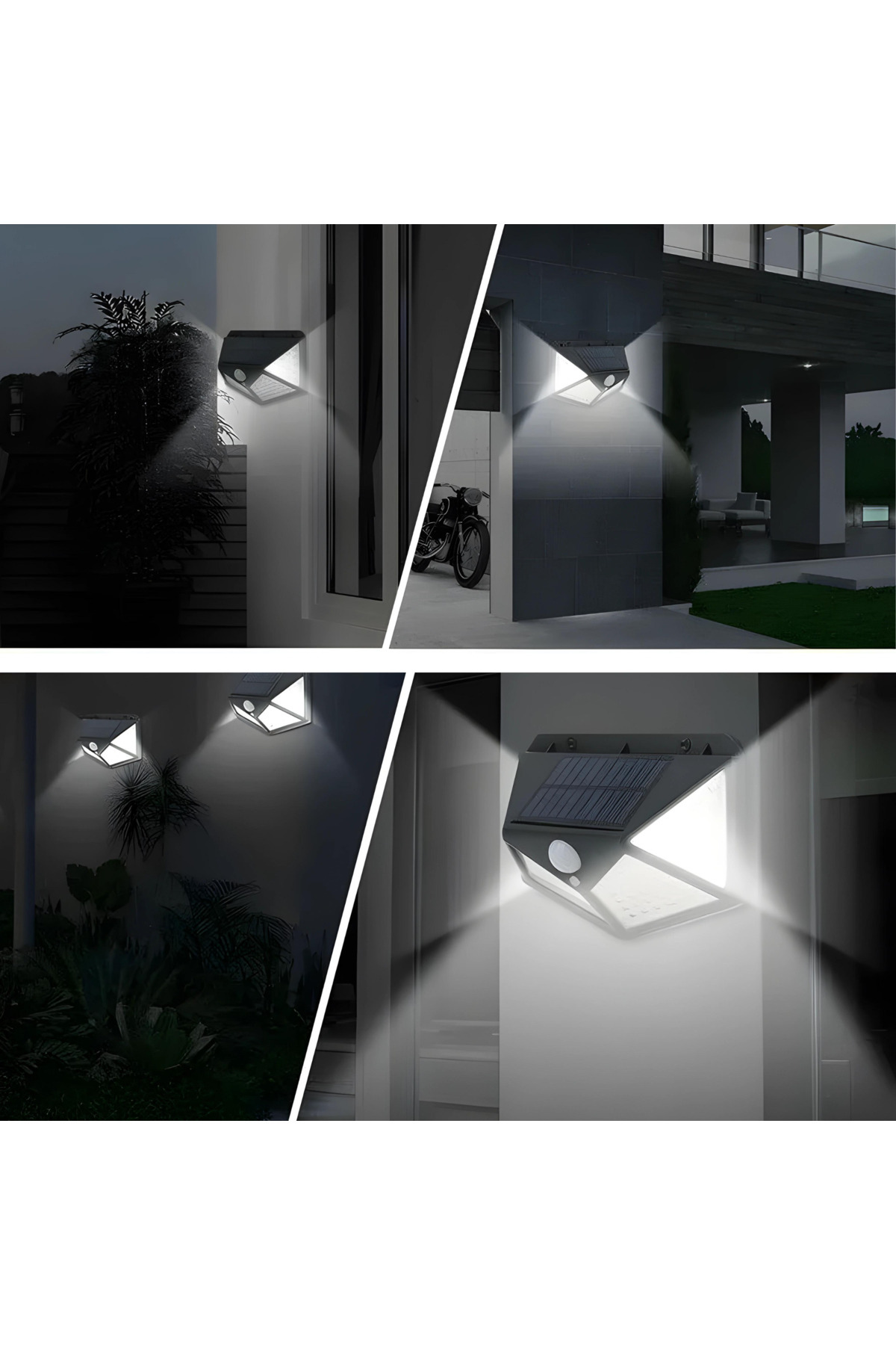 APF-Set of 4 Solar Lamps with Panel and Battery with 100 Led / White Light 270 Degree Motion Sensor 8