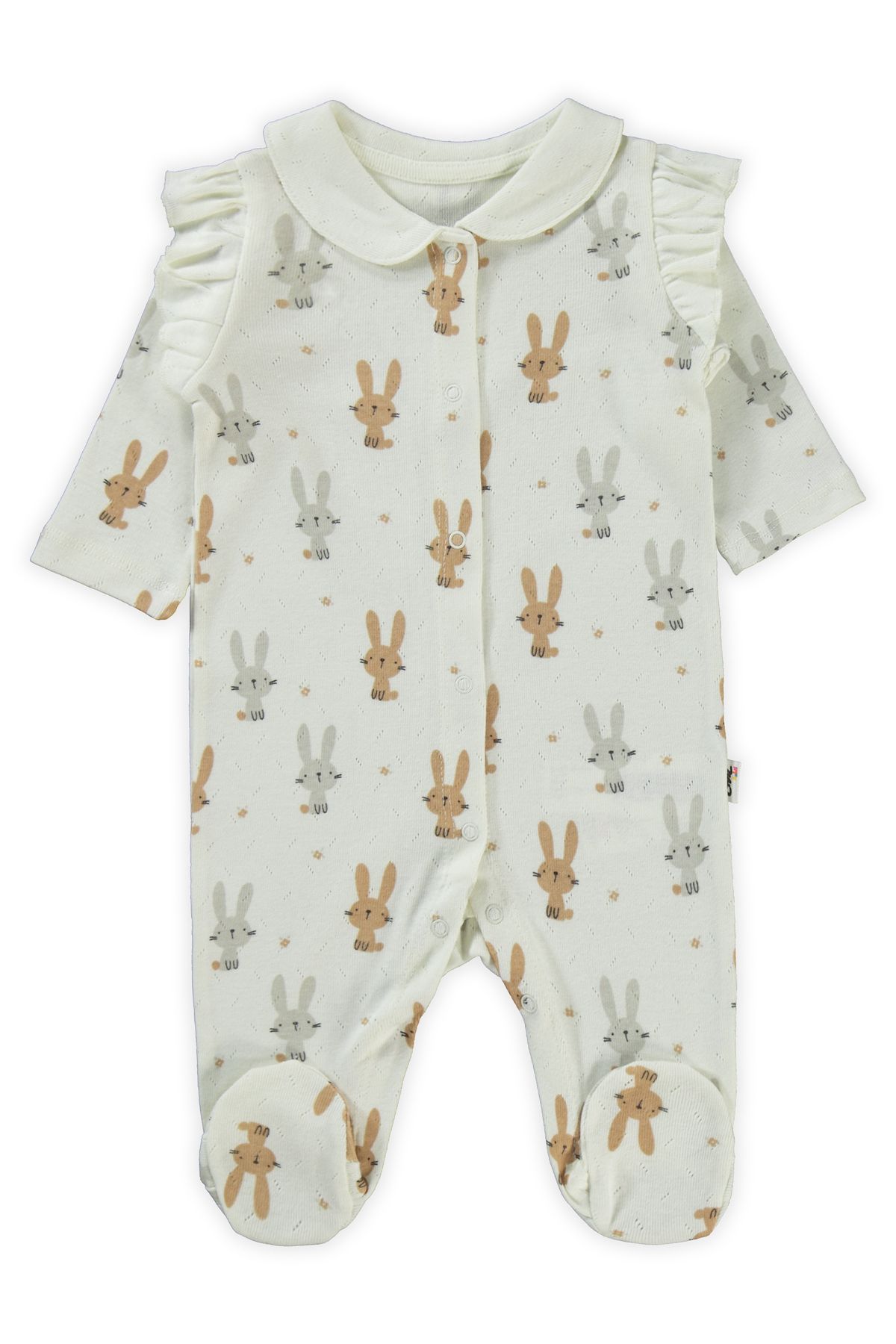 Civil Baby Kız Bebek Patikli Tulum 1-6 Ay FilDişi