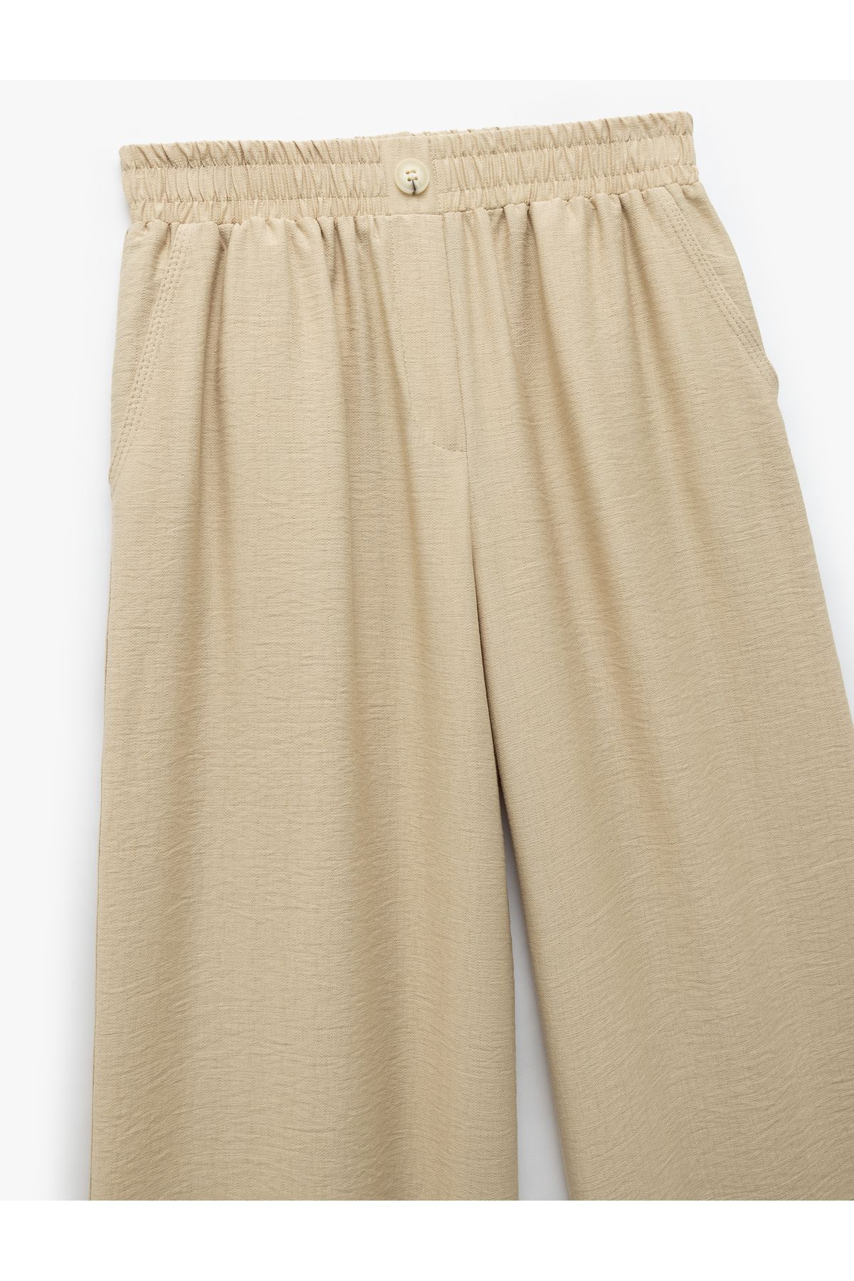 Koton-New Season Viscose Fabric Elastic Waist Pocket Straight Wide Leg Trousers 5