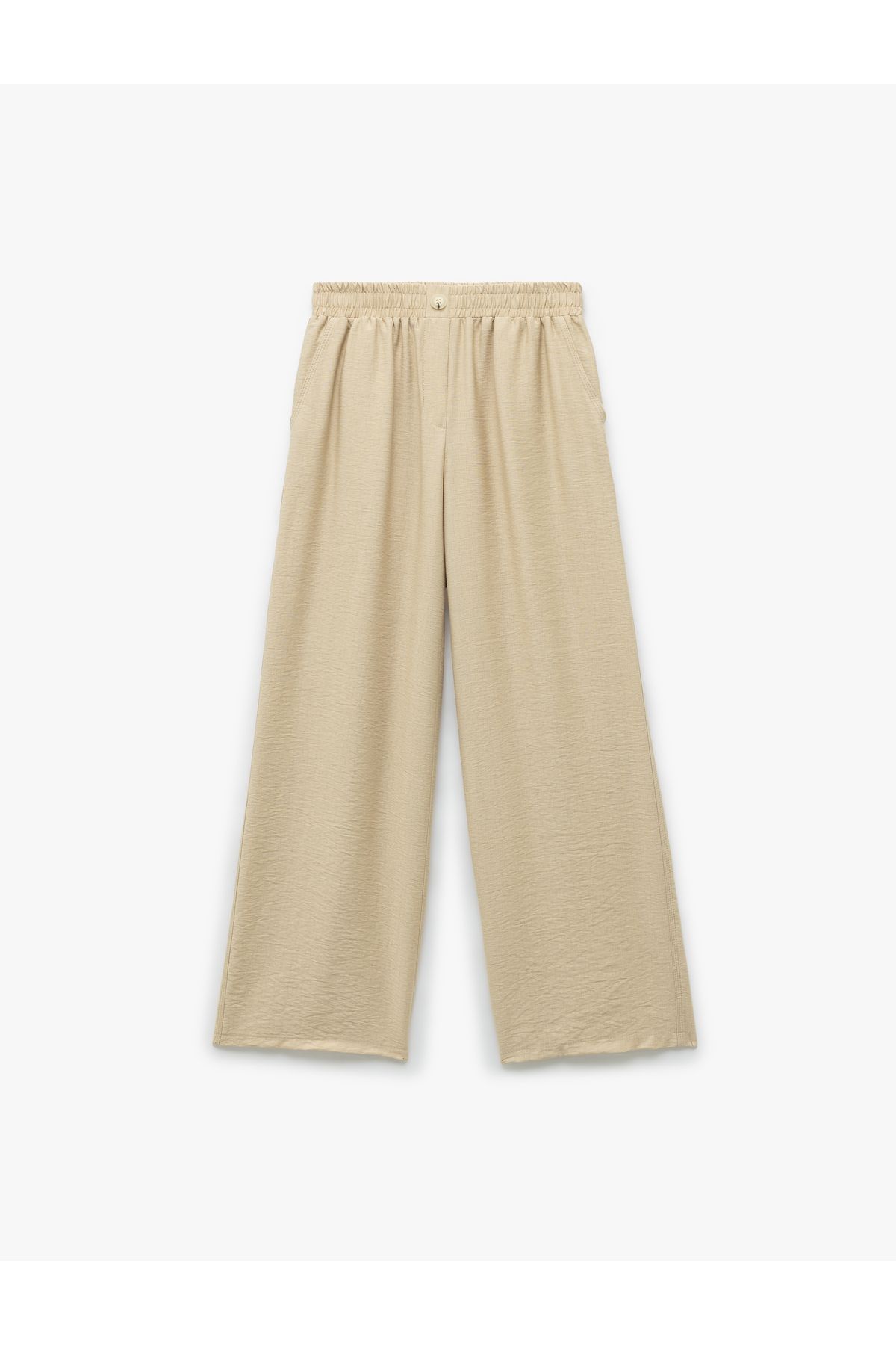 Koton-New Season Viscose Fabric Elastic Waist Pocket Straight Wide Leg Trousers 3