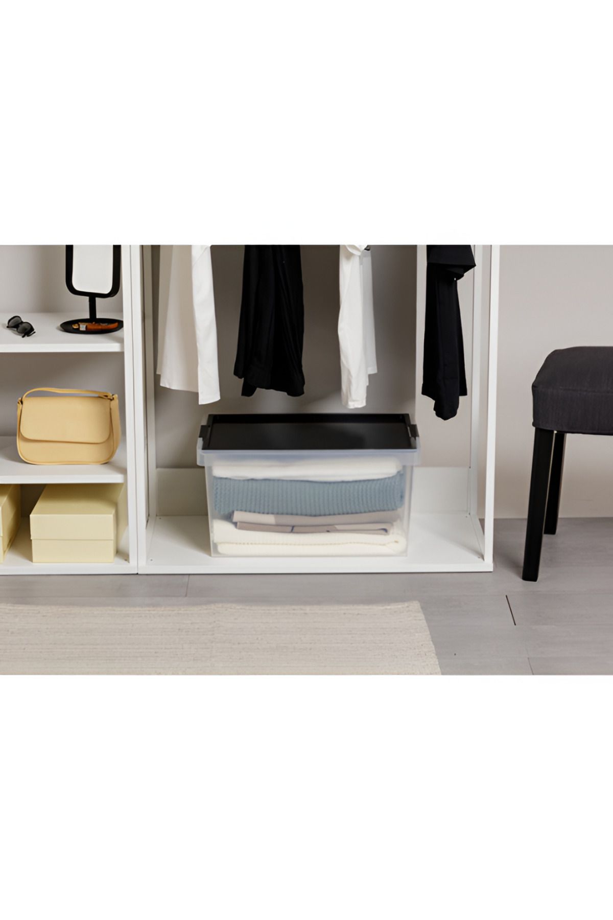 Tatay-Hinged Handle Multipurpose Stackable Storage Box - Black and Clear 3