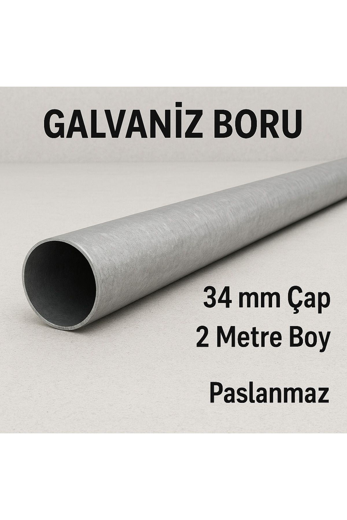 BARAN ÇİT Galvanizli Demir Boru – 34 mm | Dayanıklı, Paslanmaz Boru – Tel ve Panel Çit Sistemlerine Uygun