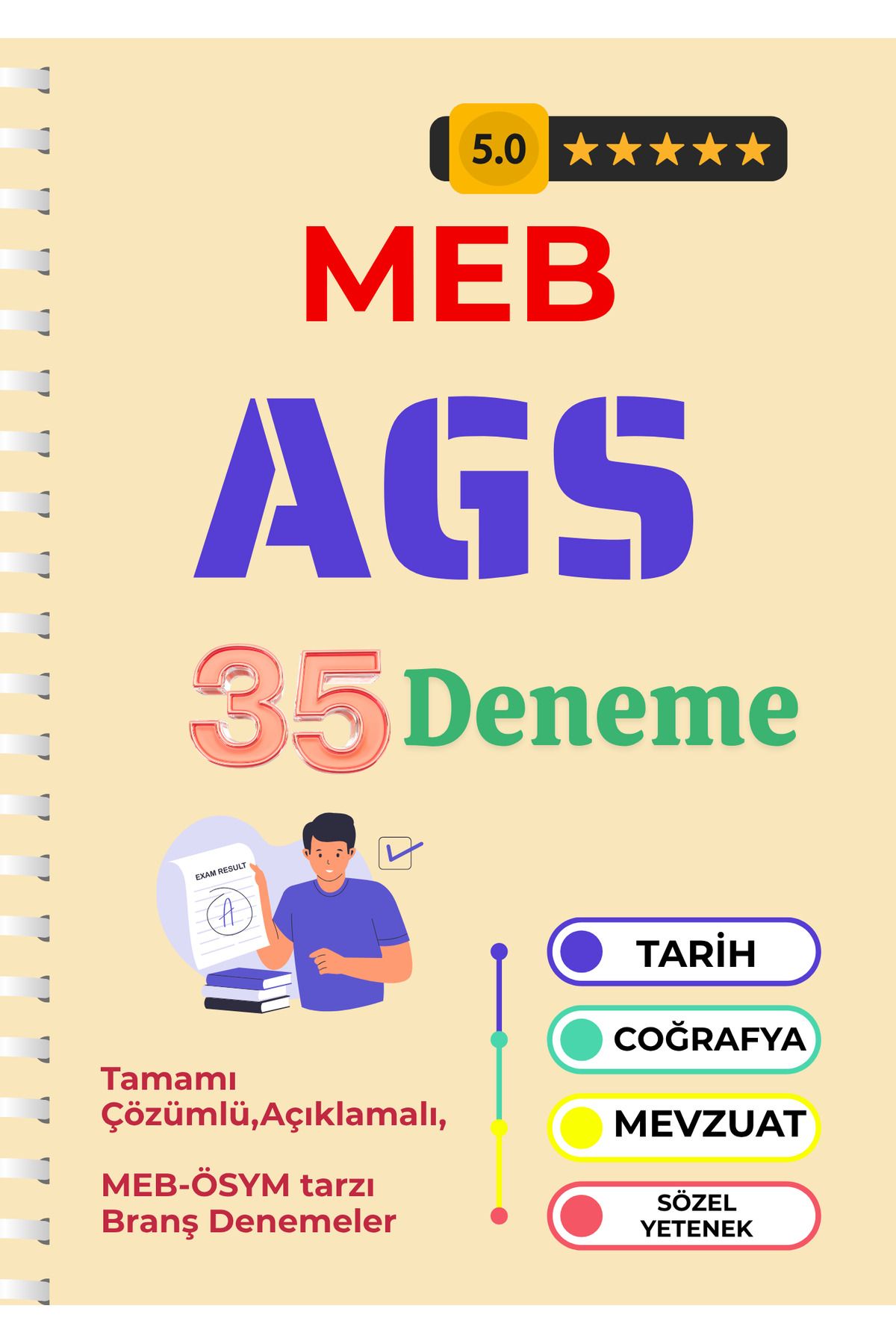 Pratik Kaynak Yayınları MEB AGS 35 Deneme – Tamamı Çözümlü, Branş Branş Son 1 Ay Seti