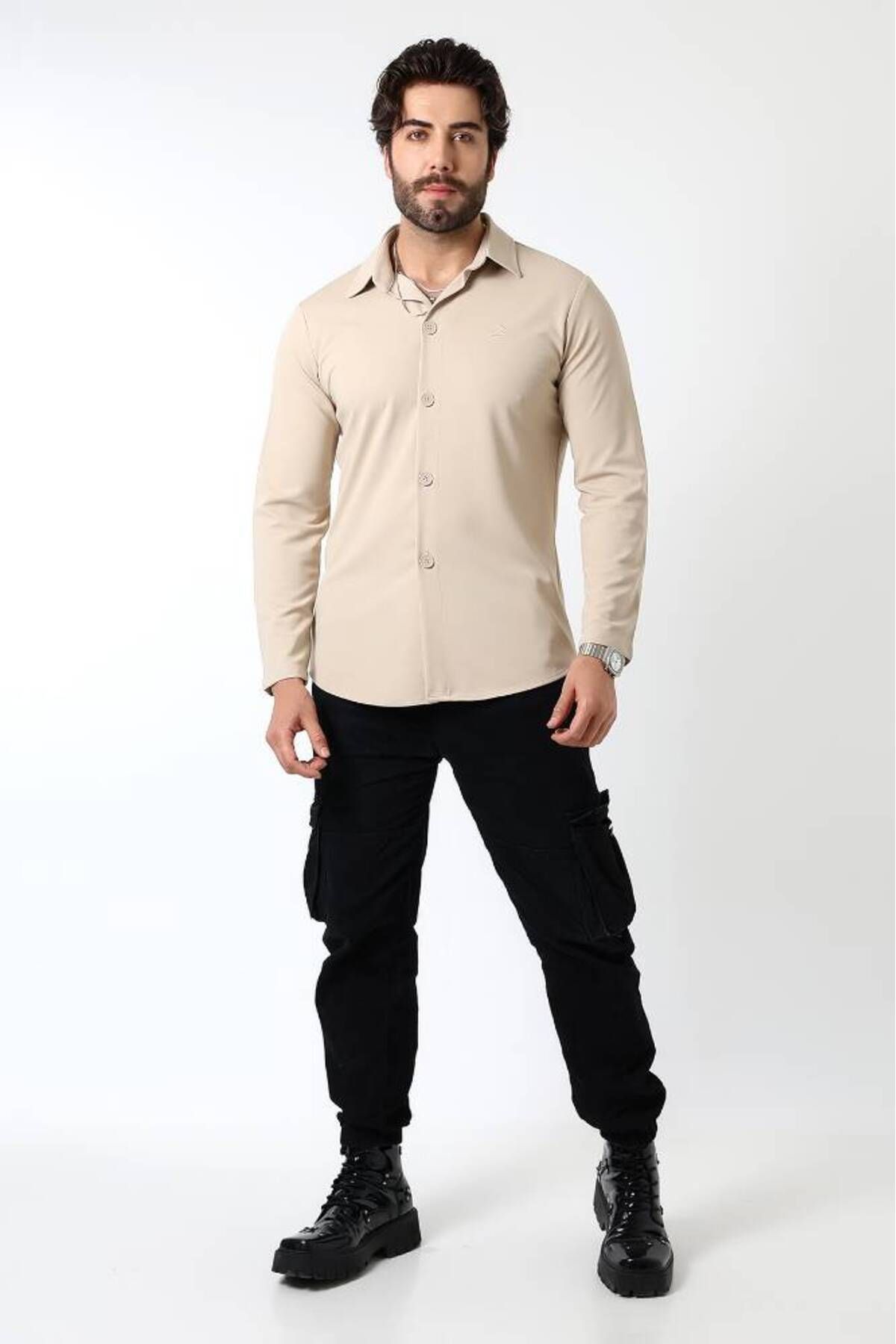 Benim Denim Erkek Slim Fit Örme Shacket – A.BEJ | Mevsimlik Spor Şık Tasarım