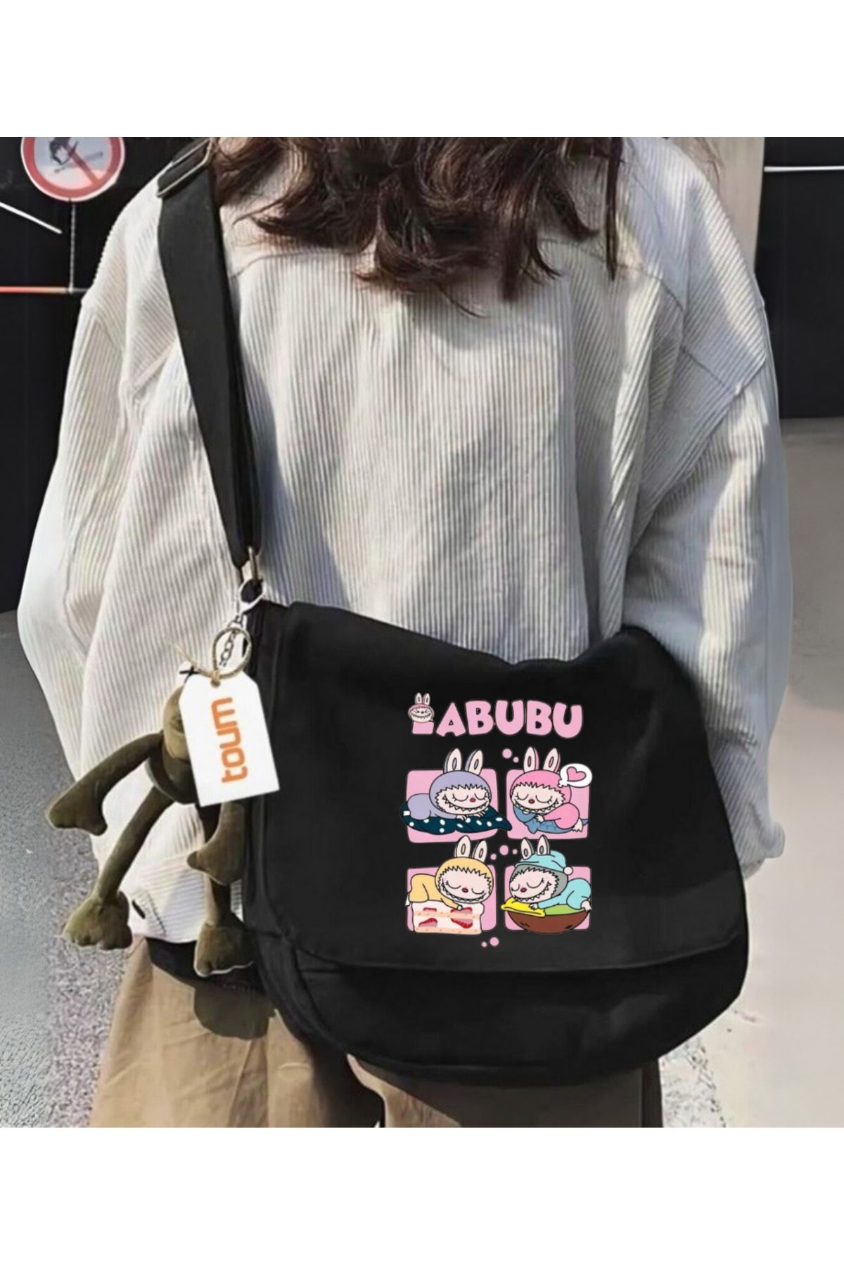 Toum Labubu Baskılı Unisex Postacı Çantası