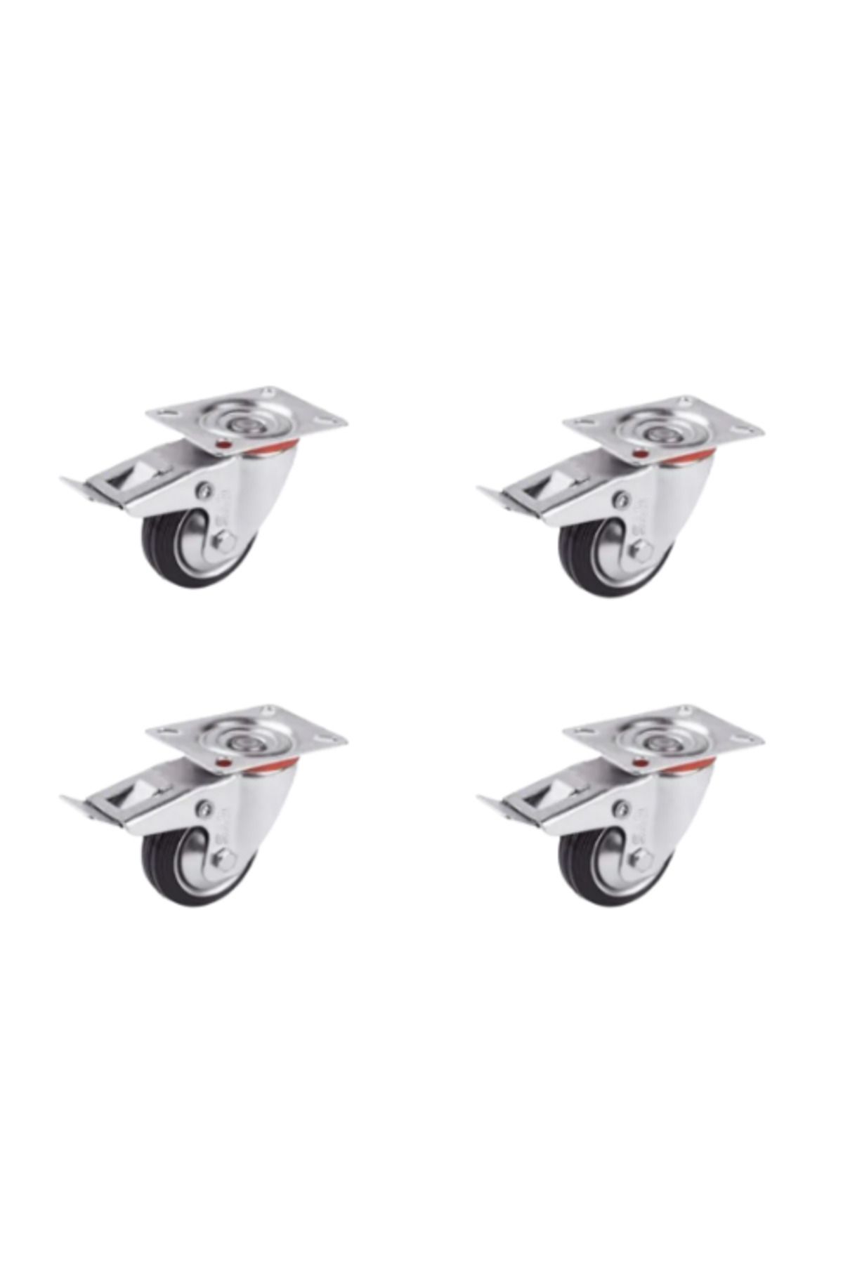 Hts 612- Bağlantılı 100 Mm Galvanizli Kaplama Metal Frenli Teker 4 Ad.