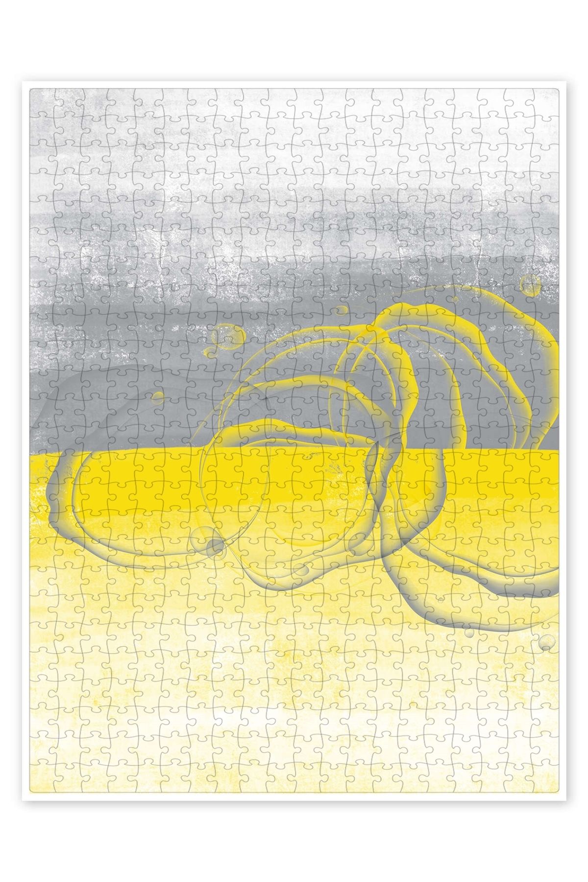 Jeronkarji Limon sarı-gri 500 Parça Puzzle Yapboz Bohem Soyut Sanat Temalı