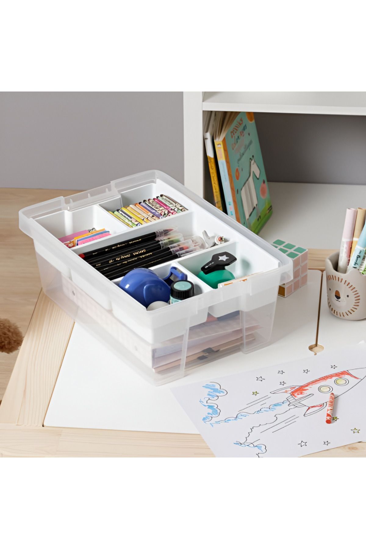 Tatay-Hinged Handle Multipurpose Stackable Storage Box - Black and Clear 2