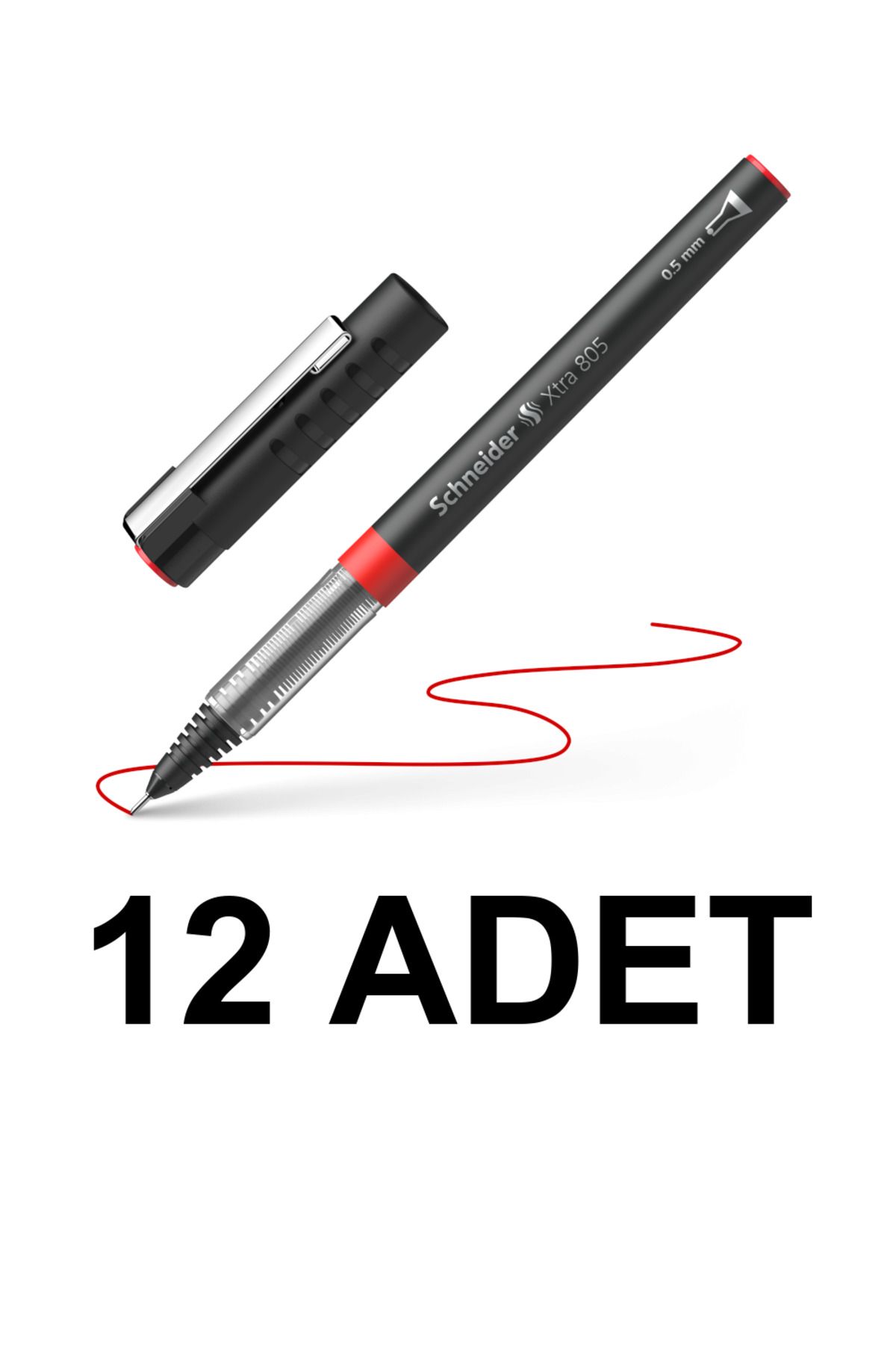 Schneiders 12 ADET ROLLER KALEM XTRA 805 İĞNE UÇLU 0.5 KIRMIZI SCX037