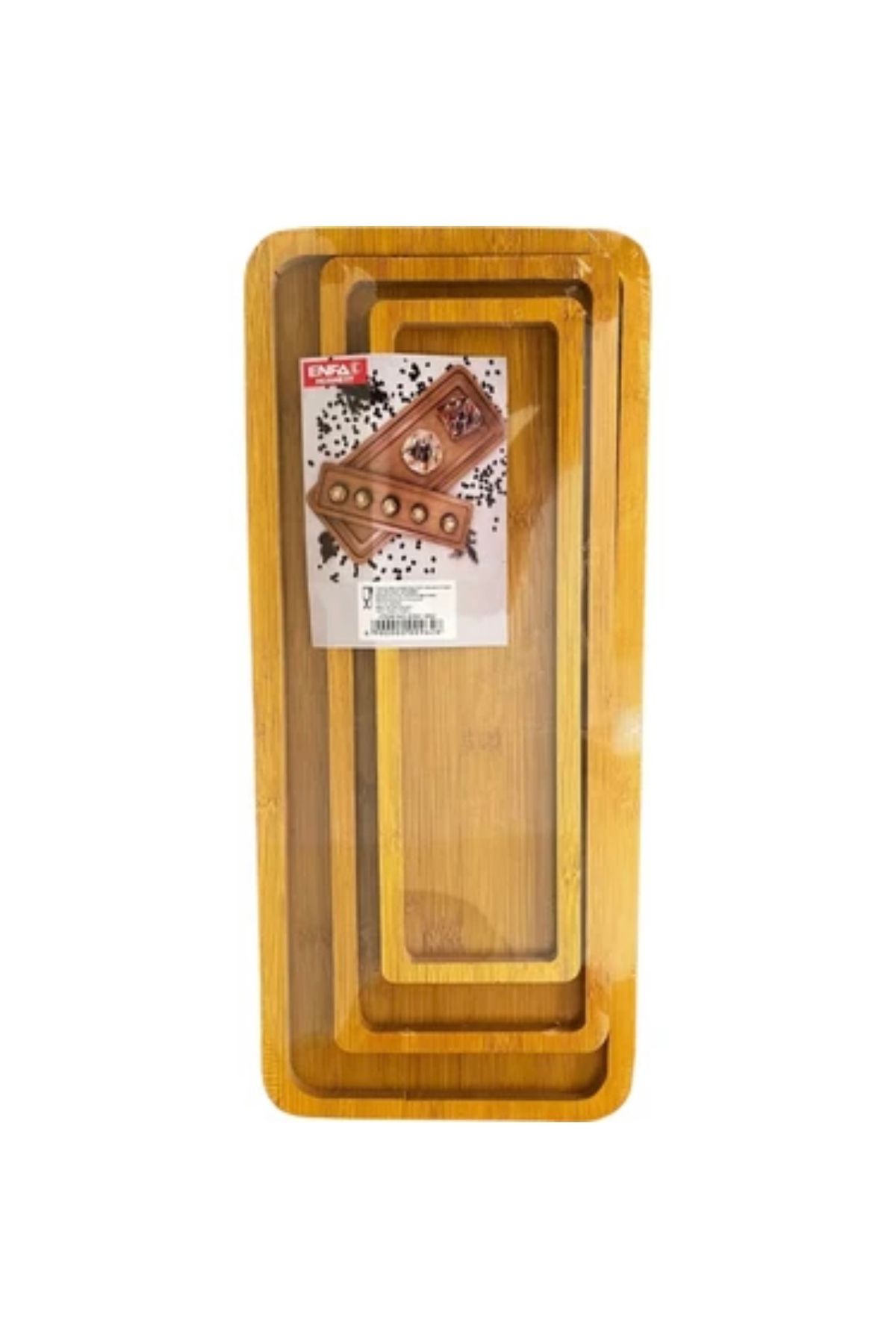 heybecollection 3'Lü ahşap Sunum Tepsisi