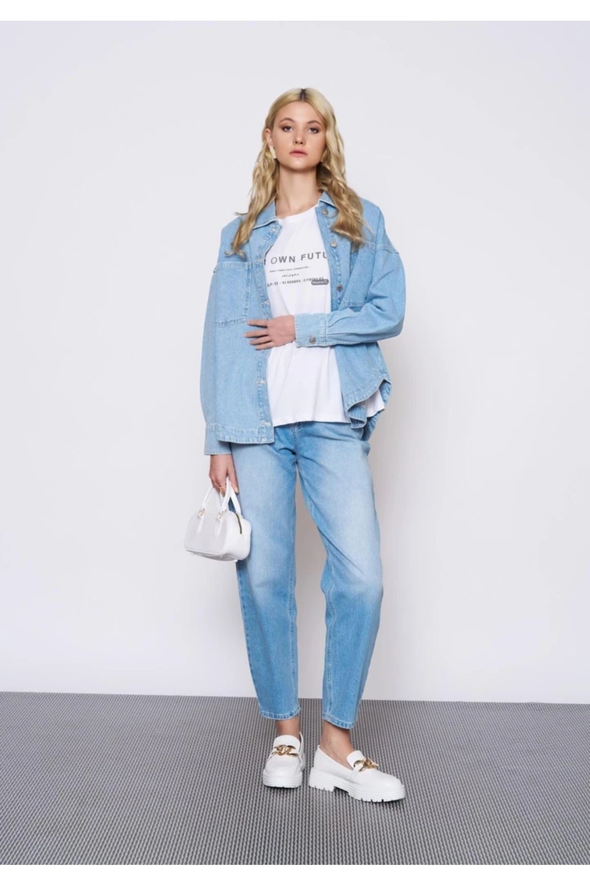 EUROFASHION Buz Mavi Denim Ceket