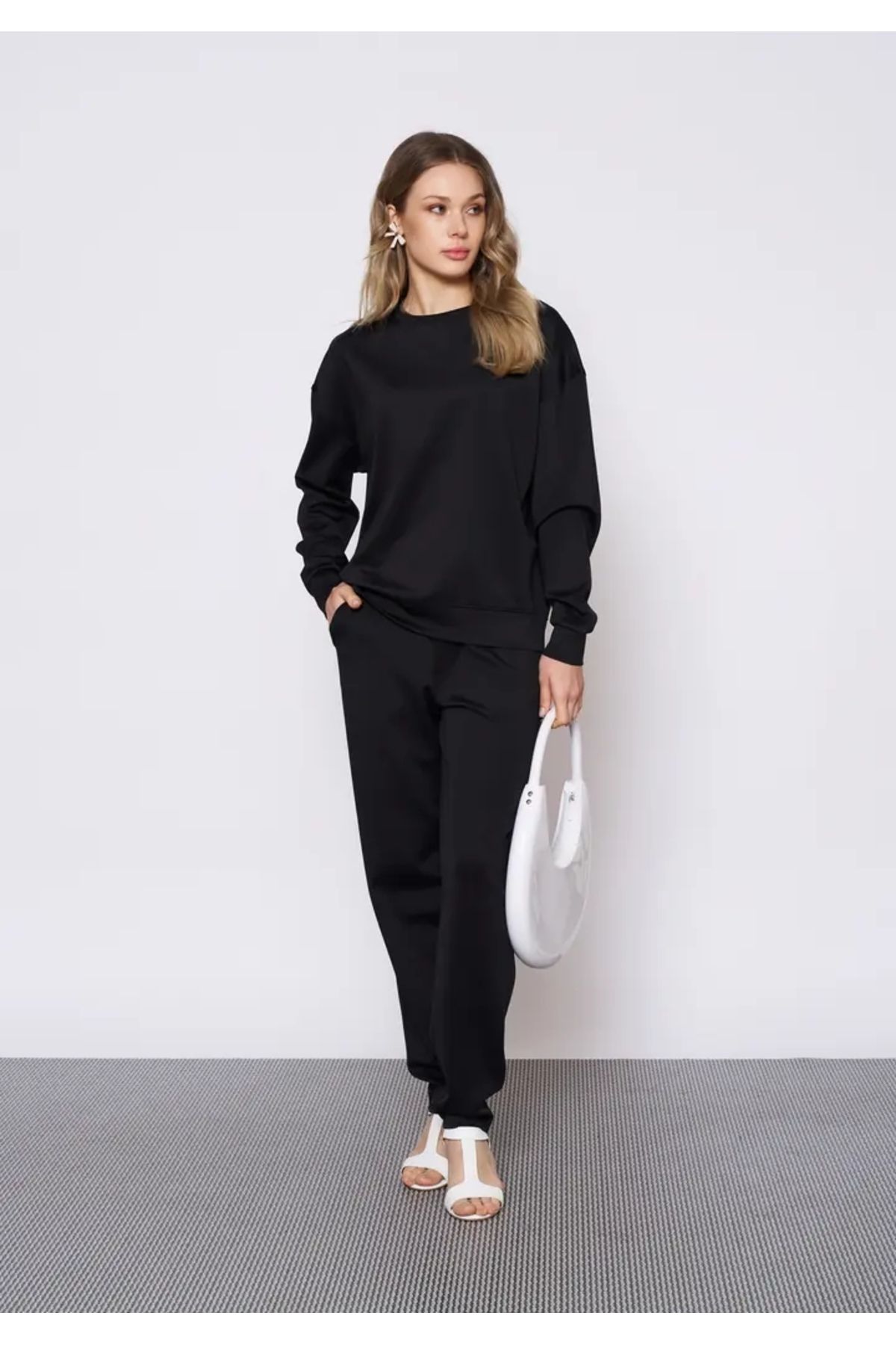EUROFASHION Dalgıç Kumaş Siyah Sweat Takım