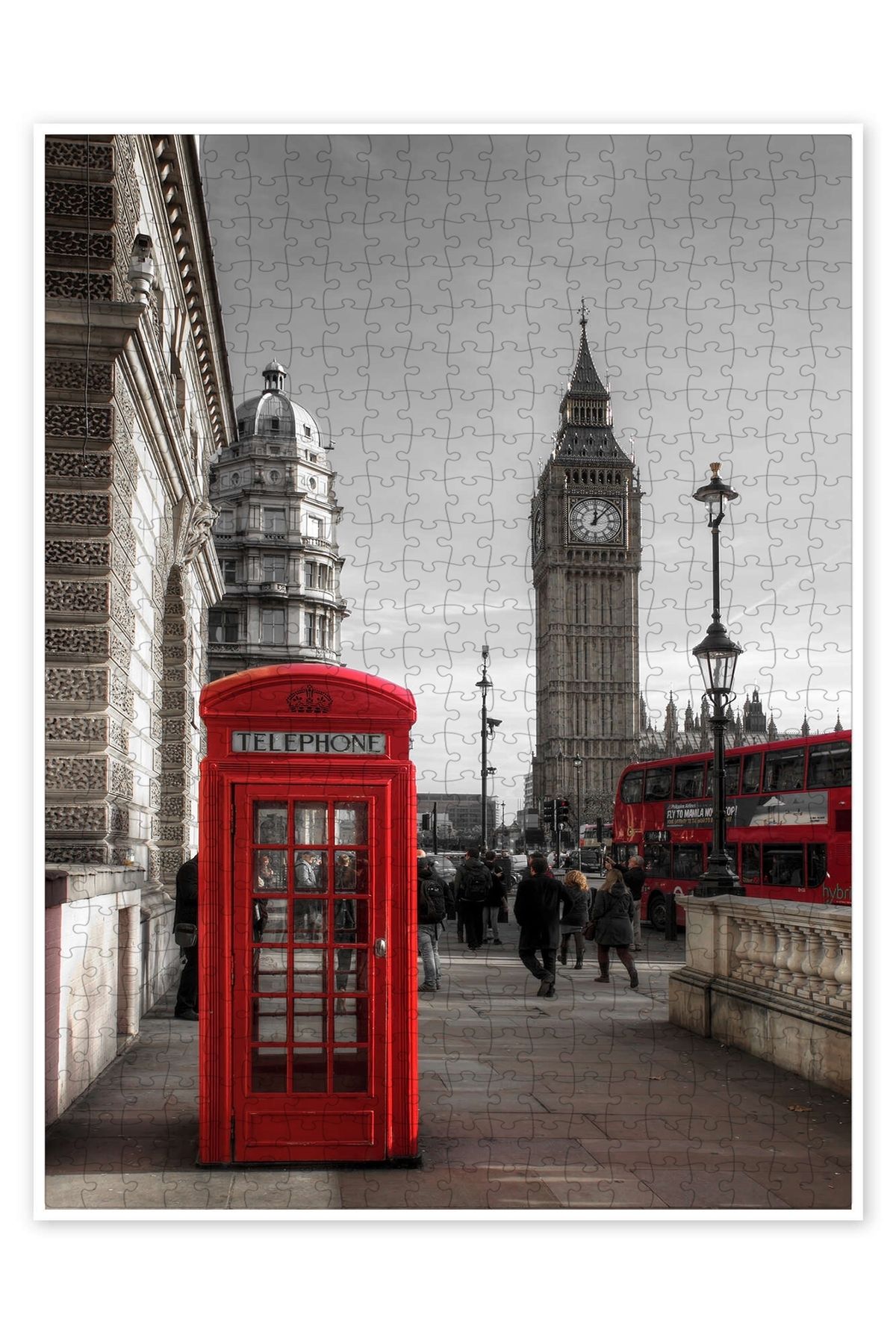 Jeronkarji Londra telefon kulübesi ve Big Ben 500 Parça Puzzle Yapboz Şehir Manzara Temalı Hobilik