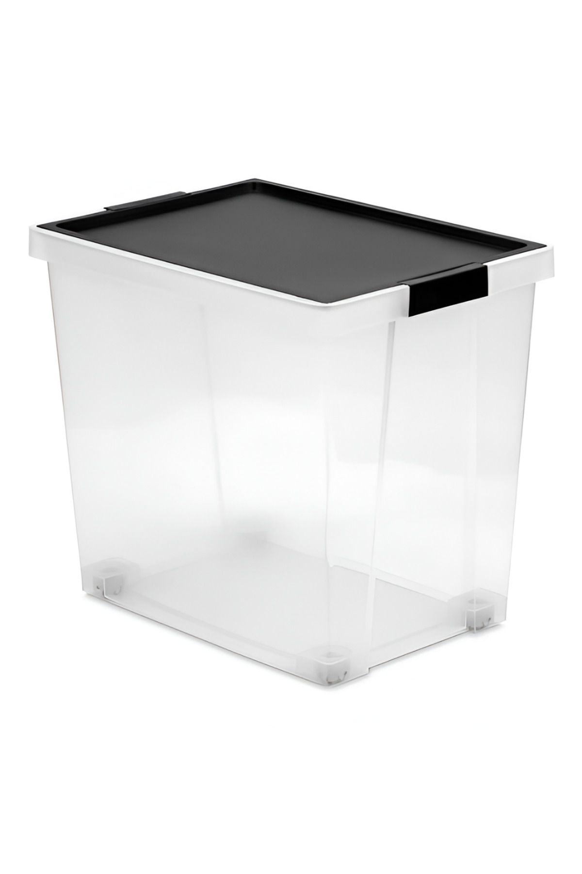 Tatay-Hinged Handle Multipurpose Stackable Storage Box - Black and Clear 1