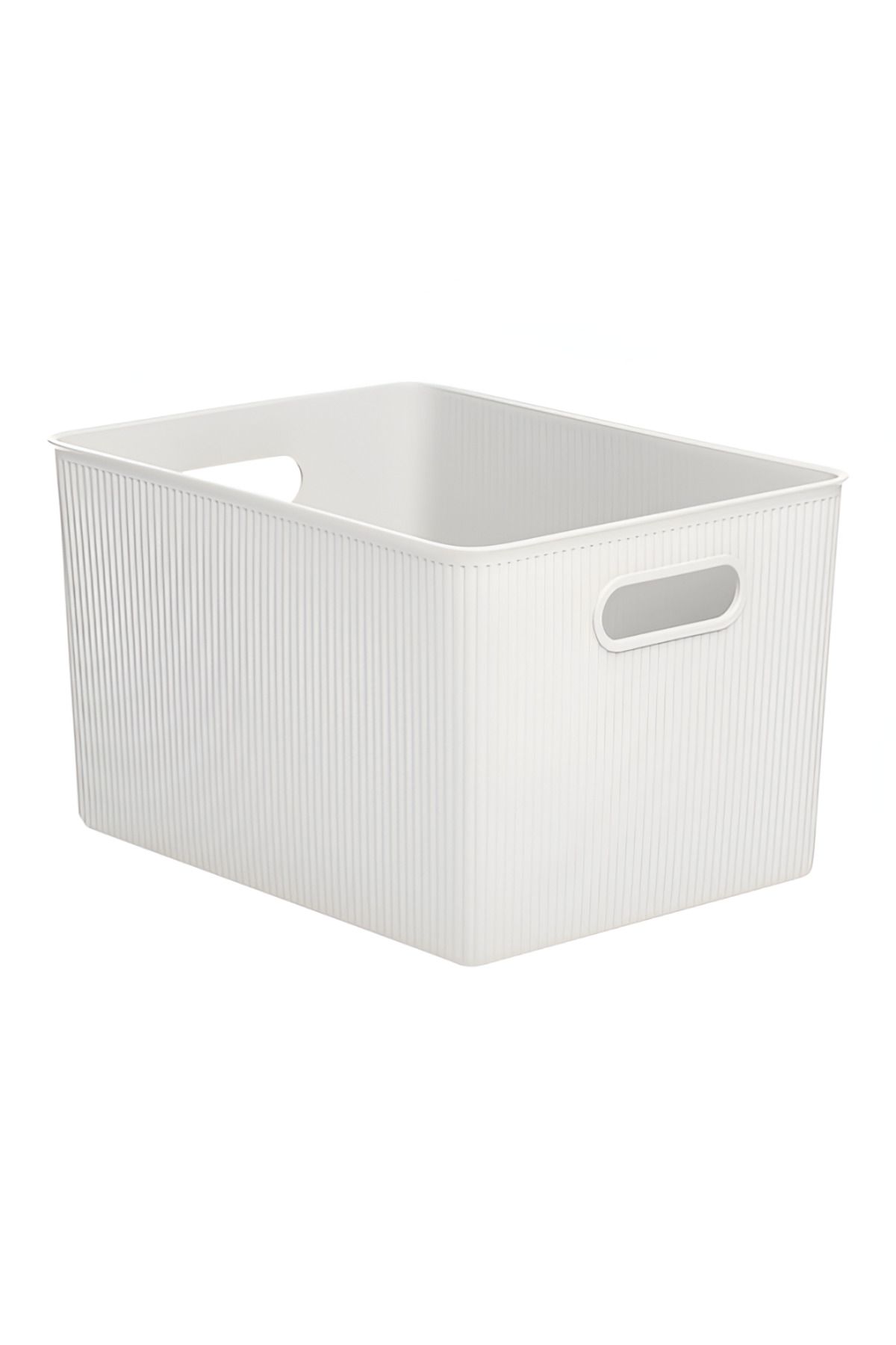 Tatay-Impact Resistance Vertical Wavy Design Rectangular Multipurpose Storage Basket - White 1
