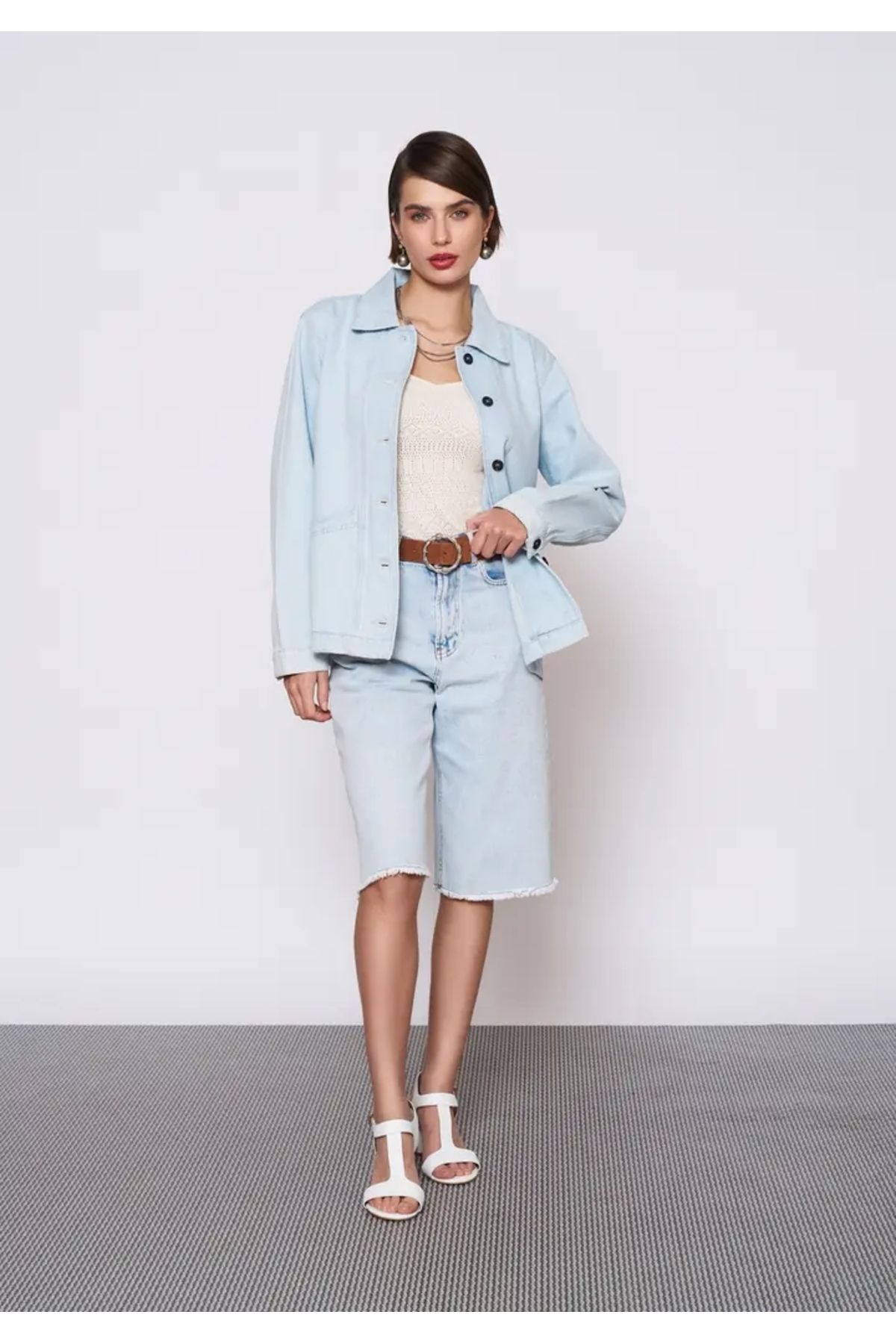 EUROFASHION Açık Mavi Kot Ceket