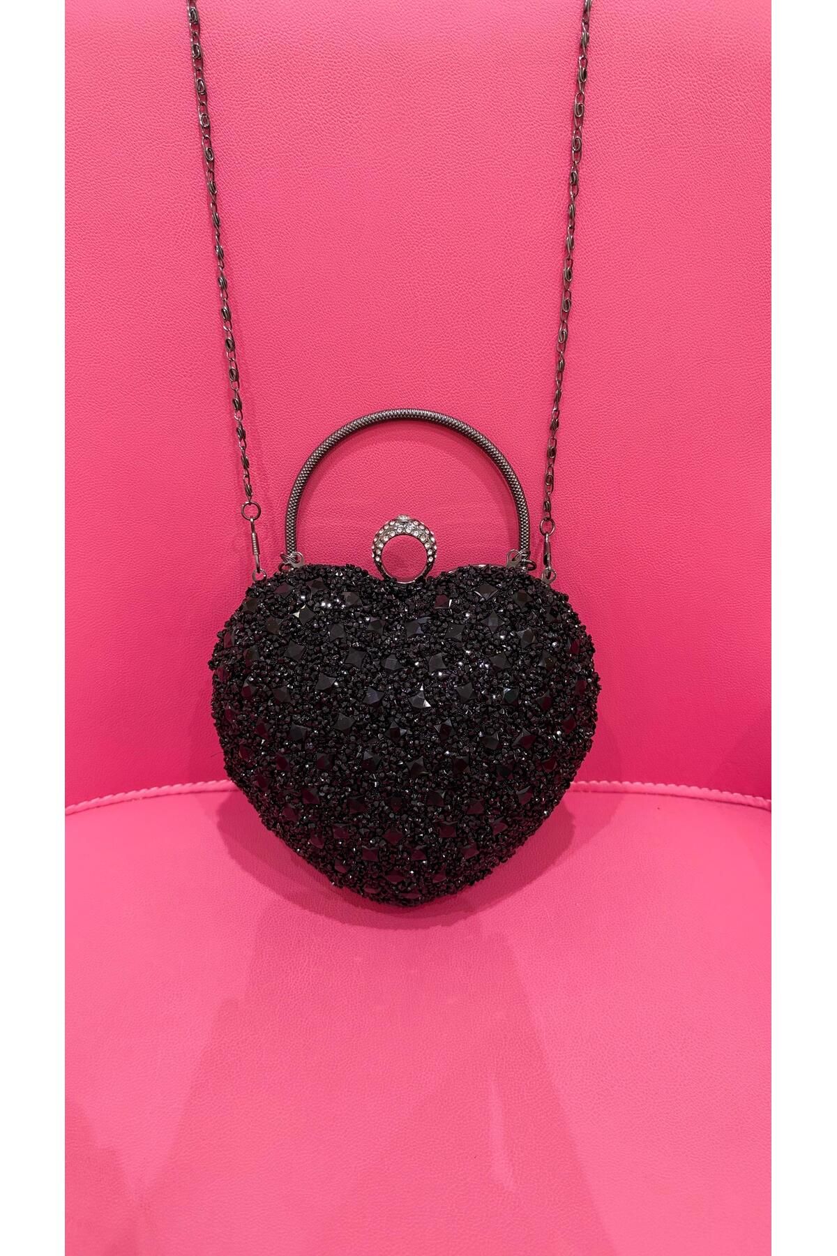Lussara Shoes&Bags kadın taşlı kalp çanta