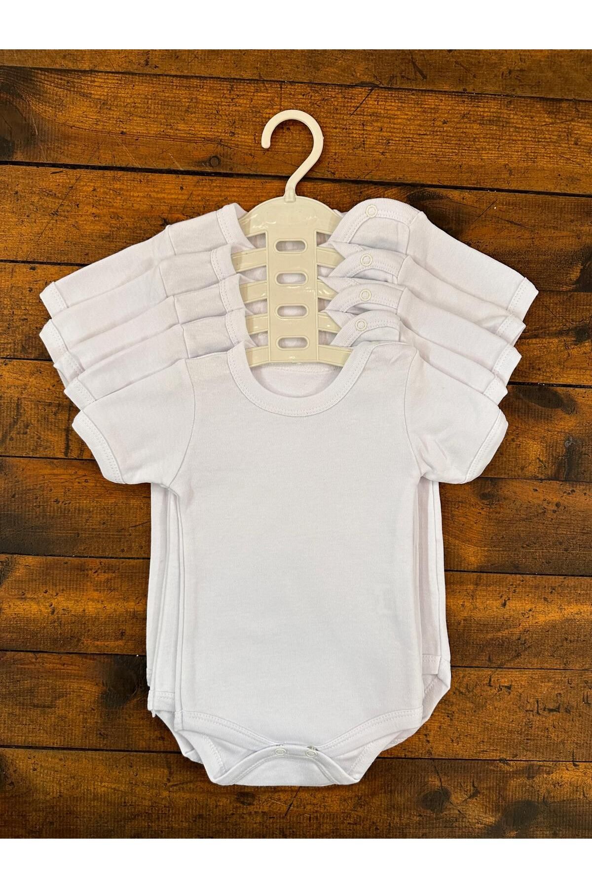 Sweet Baby Shop %100 Pamuk 5'li Bebek Beyaz Kısa Kol Body
