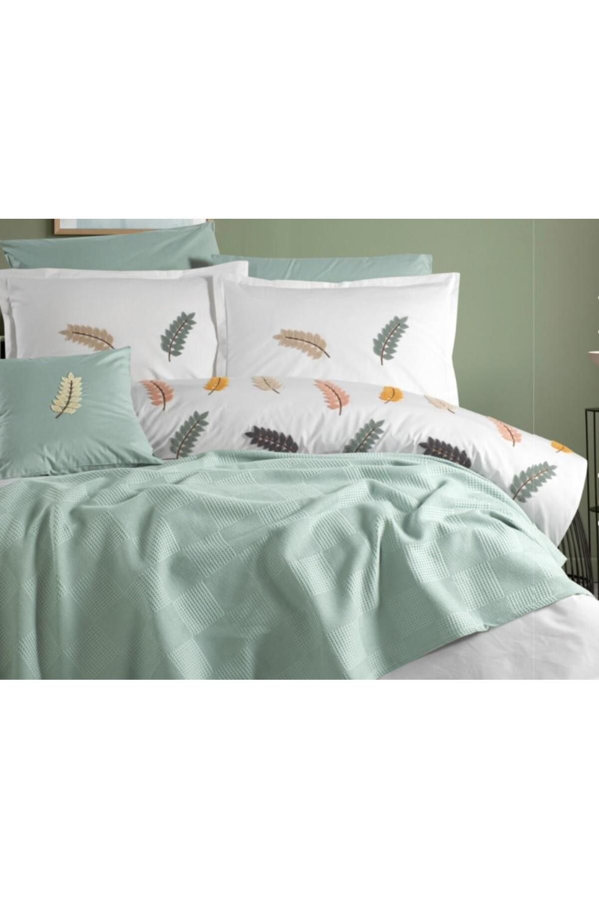 ROYAM Viola Home 8 Parça %100 Pamuk Poplin Çift Kişilik Pikeli Nevresim Takımı