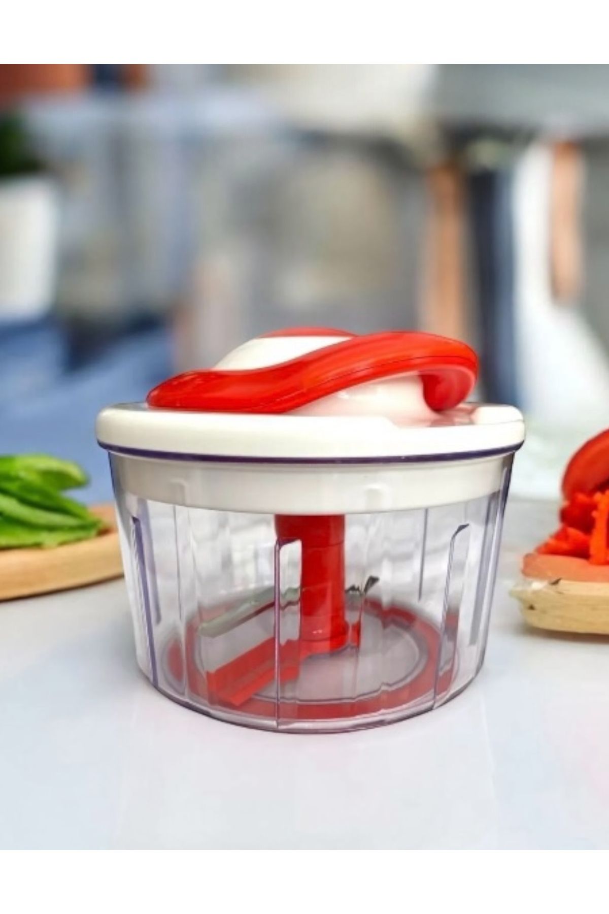 NURGAZ KAMP El Rondos ipli Doğrayıcı 750ML Kaymaz Silikon Taban Koruycu Kılıflı El Rondo
