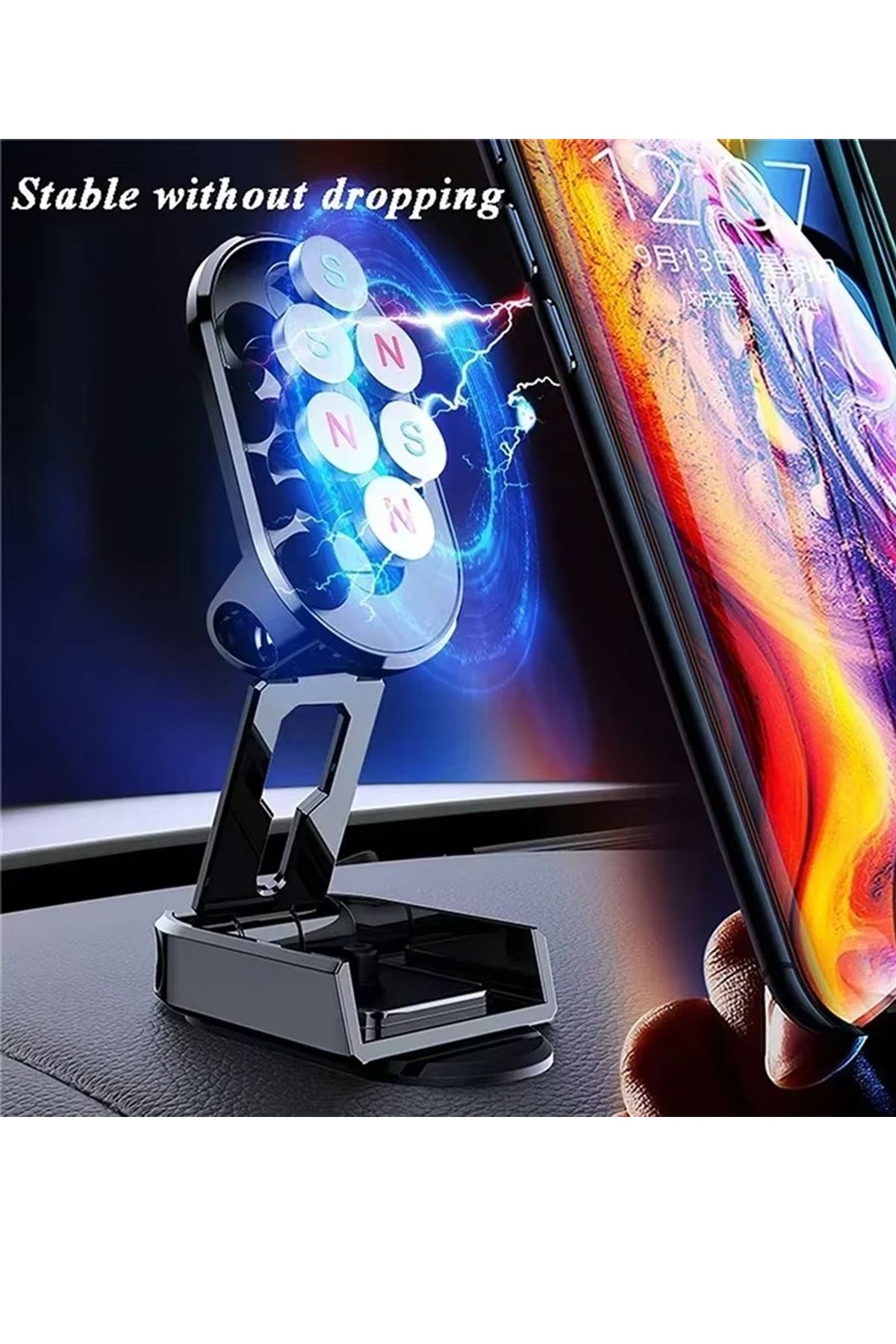 MeyZone Araba Araç Metal Manyetik Güçlü Telefon Tutucu 360 Derece Ayarlanabilir Telefon Tutacağı Mıknatıslı