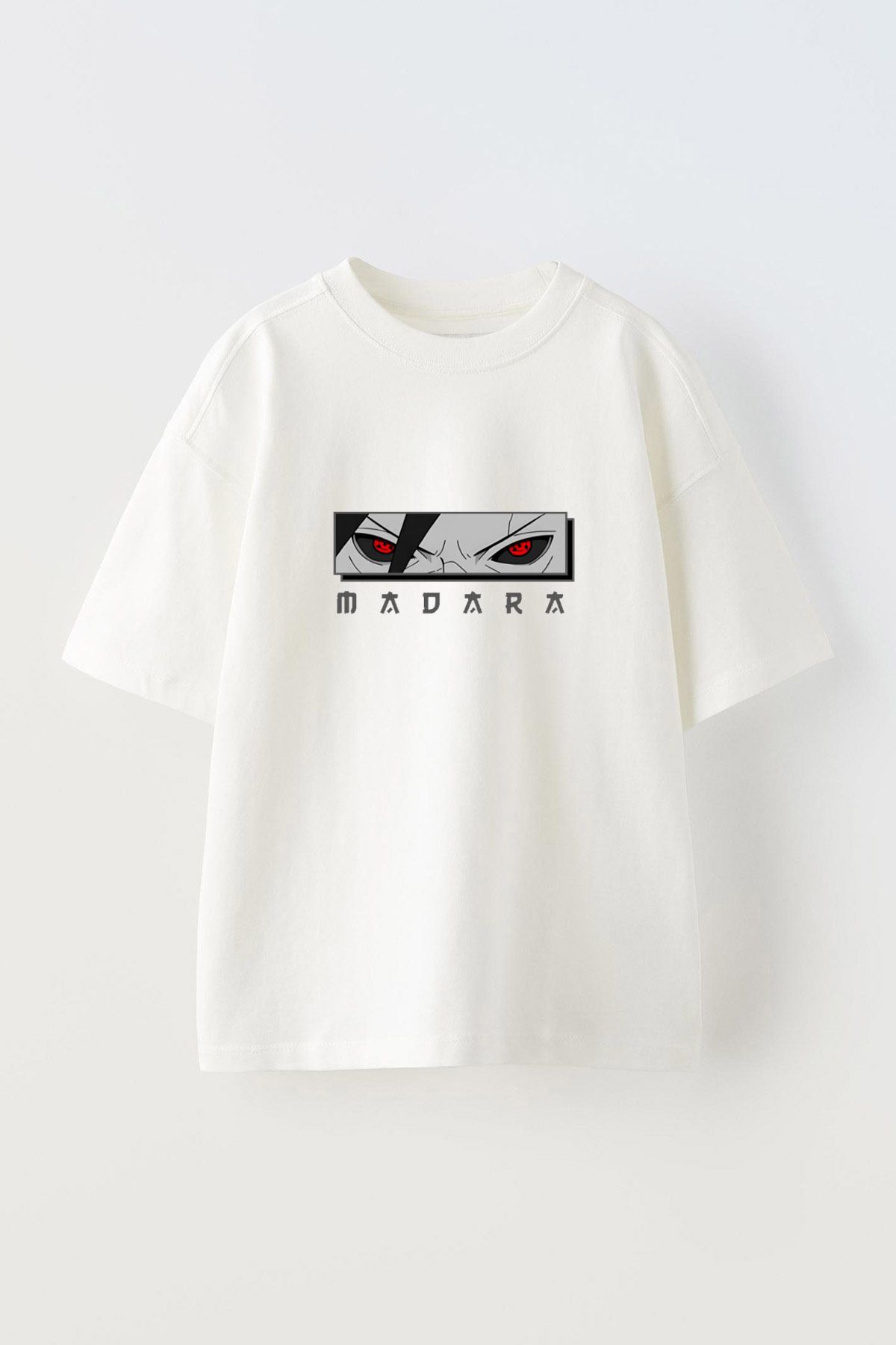 Anetos Madara Eyes Ön Baskılı Pamuk Beyaz Oversize T shirt