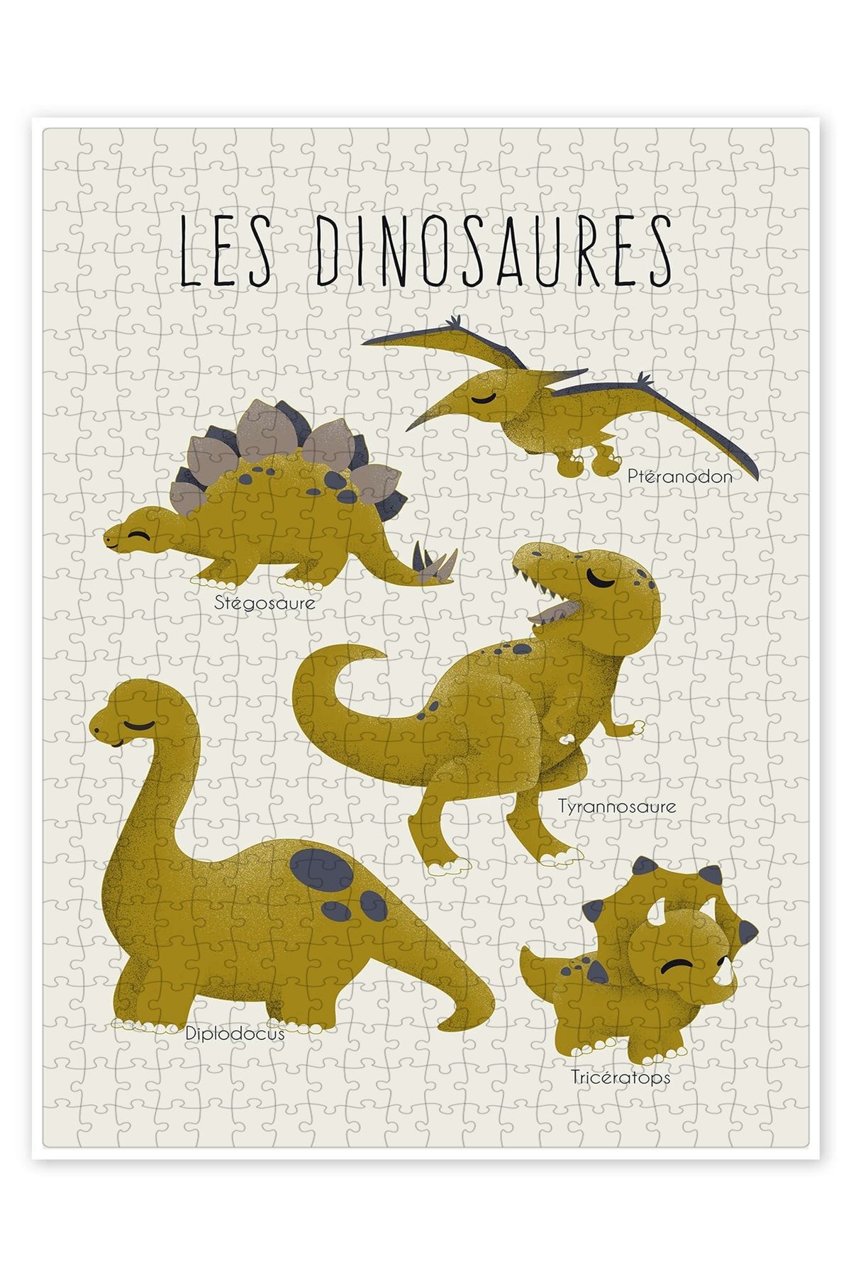 Jeronkarji Dinozorlar (Fransızca) 500 Parça Puzzle Yapboz Çocuklar için Neşeli Hayvan Temalı