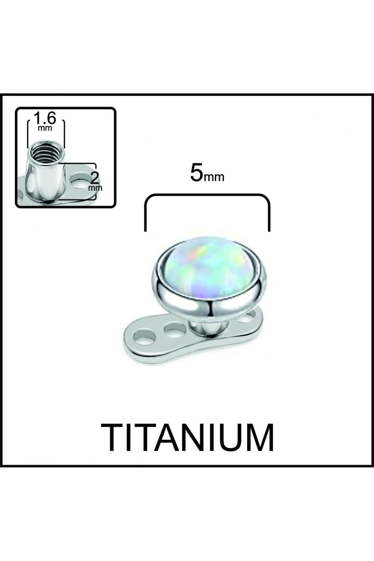 İmgeTattoo Opal Disk 5mm Titanyum Dermal Piercing
