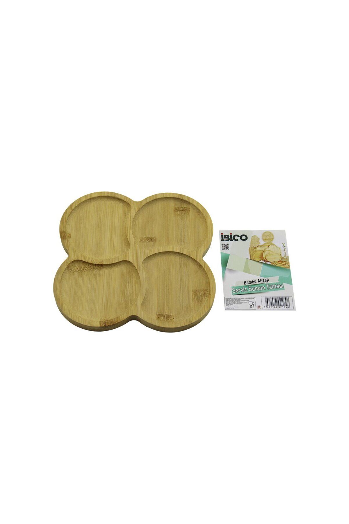EVİMOL ( KARE ) ( 4 YUVARLAK KÖŞELİ & BÖLMELİ ) AHŞAP BAMBU SERVİS SUNUM TEPSİ & TAHTASI